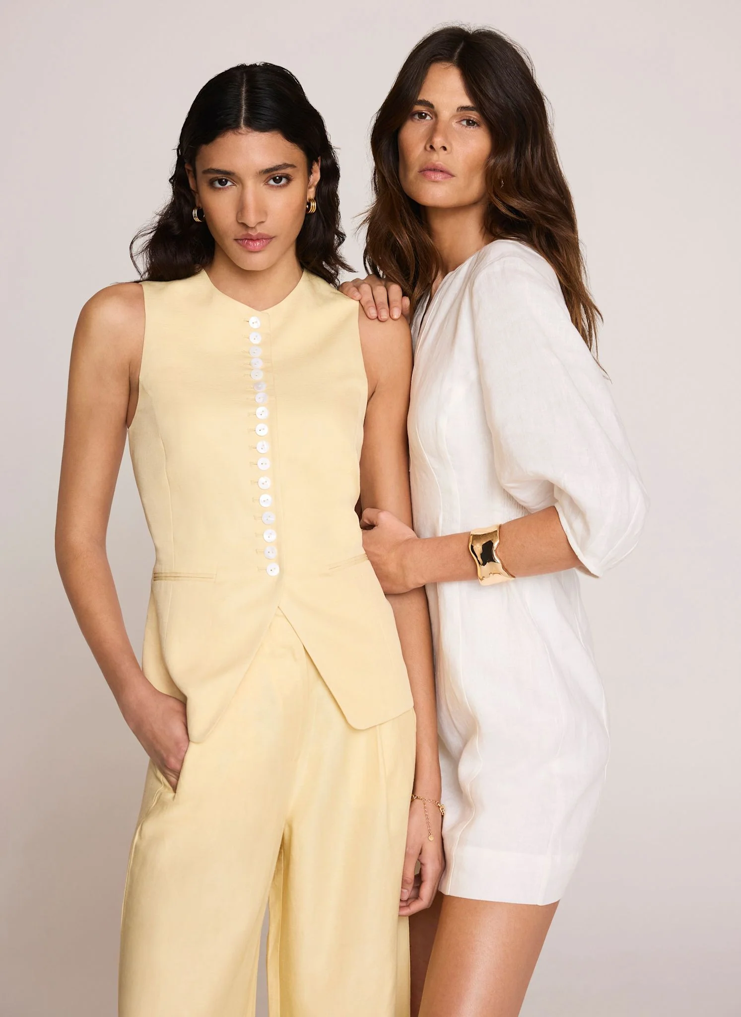 Yellow Linen Blend Longline Waistcoat - Image 6