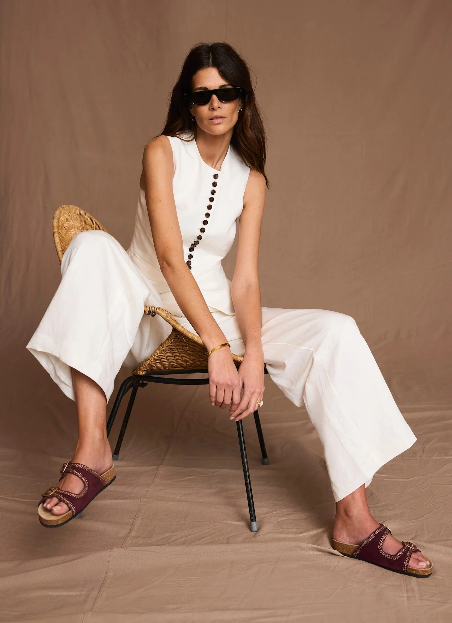 Cream Linen Blend Longline Waistcoat - Image 4