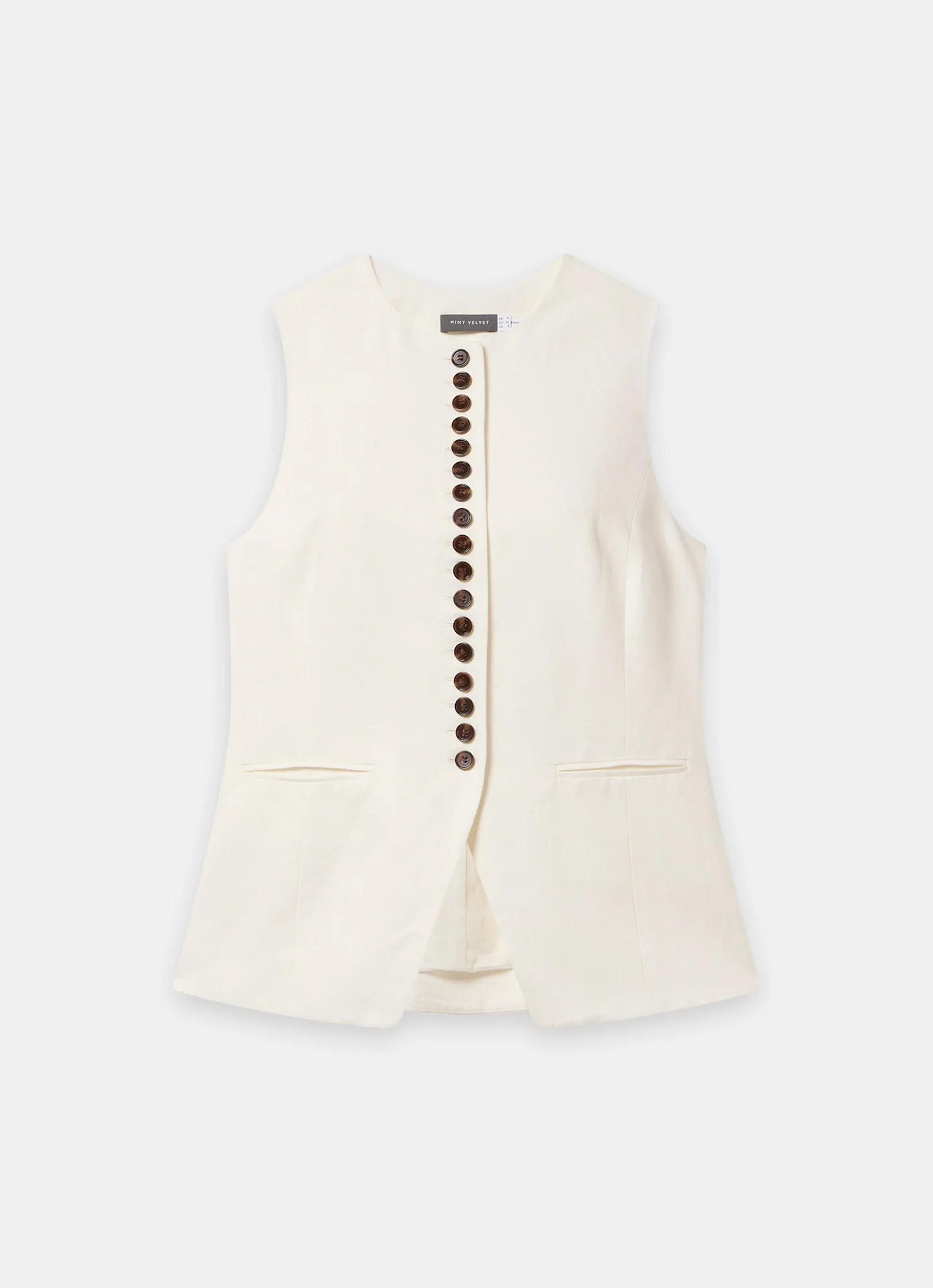 Cream Linen Blend Longline Waistcoat - Image 6