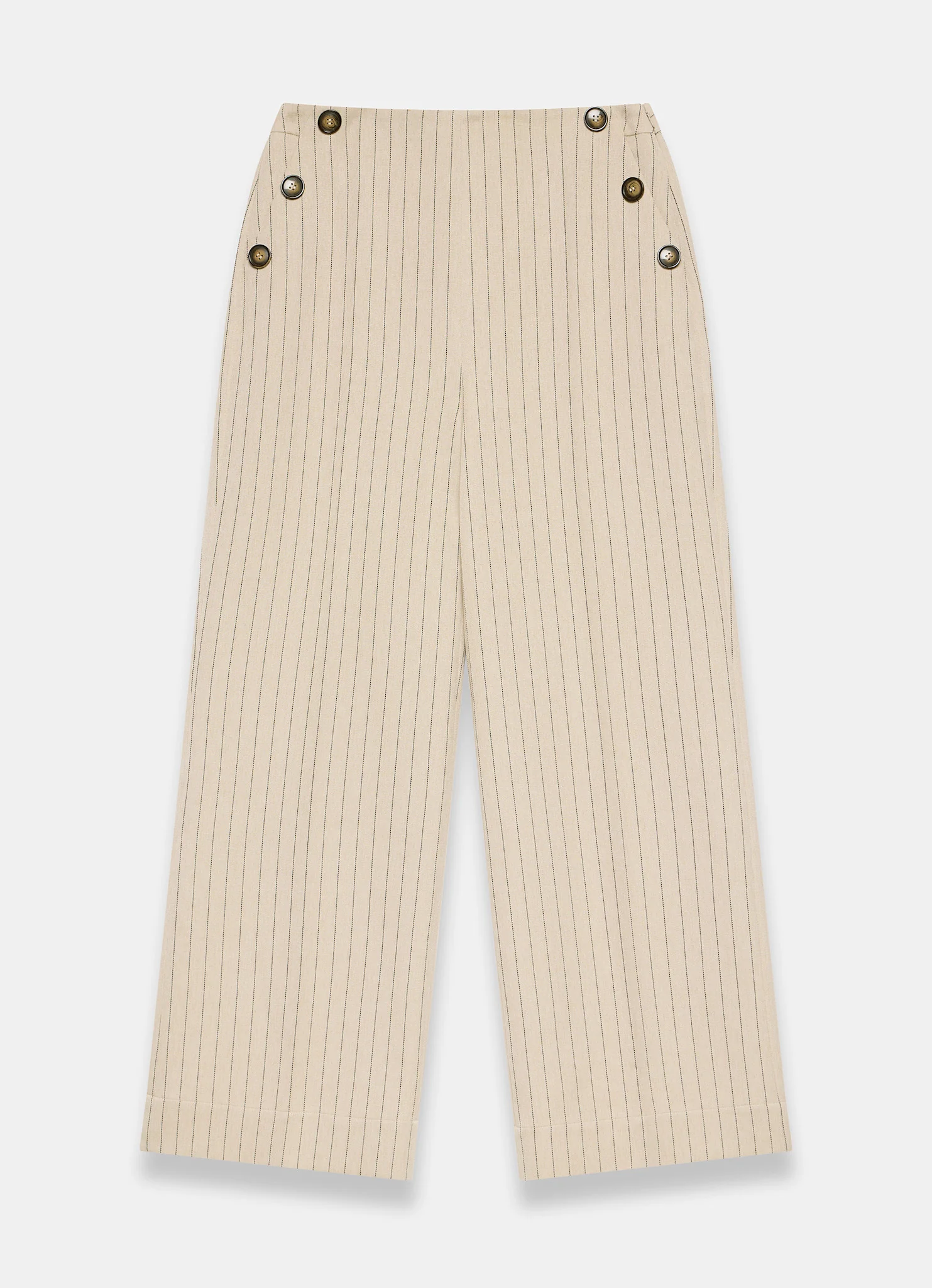 Neutral Button Front Pinstripe Trousers - Image 7