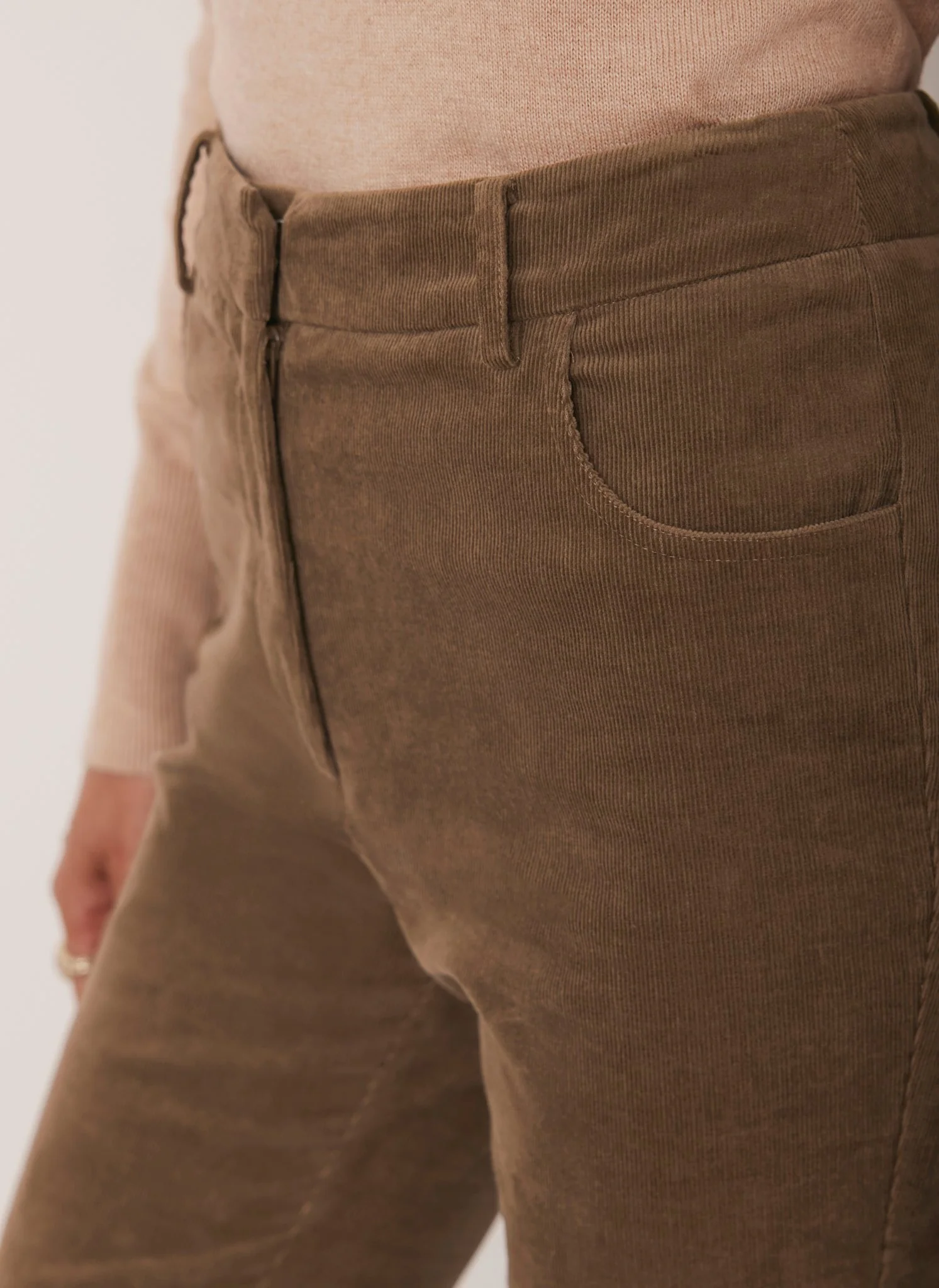 Brown Corduroy Flared Trousers - Image 4