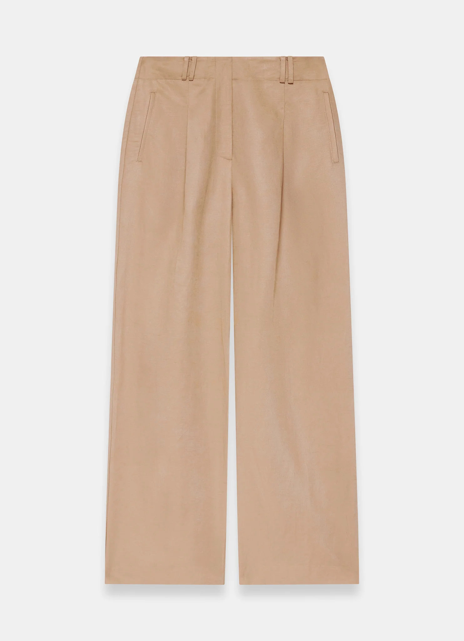 Neutral Linen Blend Wide Leg Trousers - Image 7