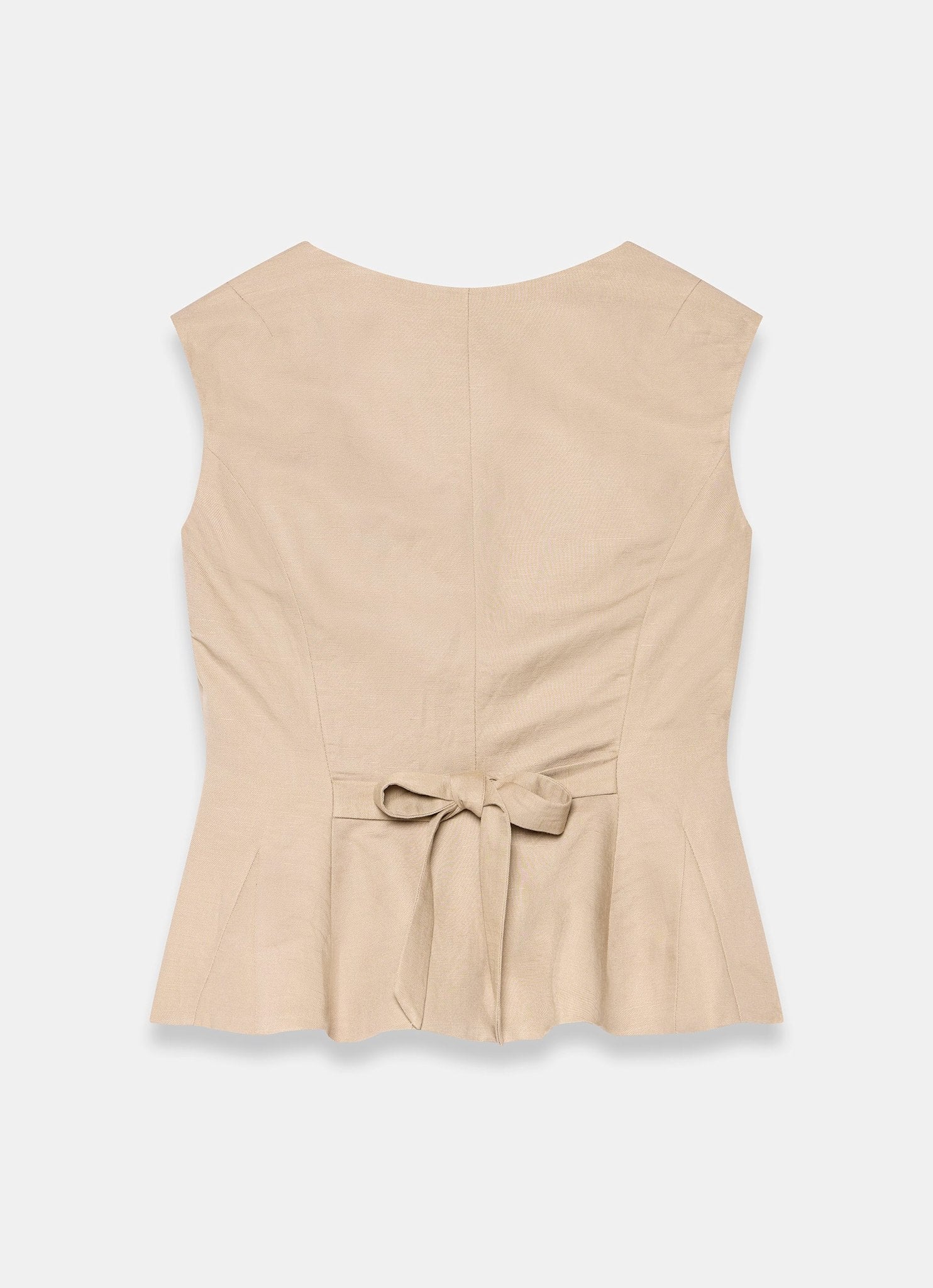 Neutral Linen Blend Peplum Waistcoat - Image 8