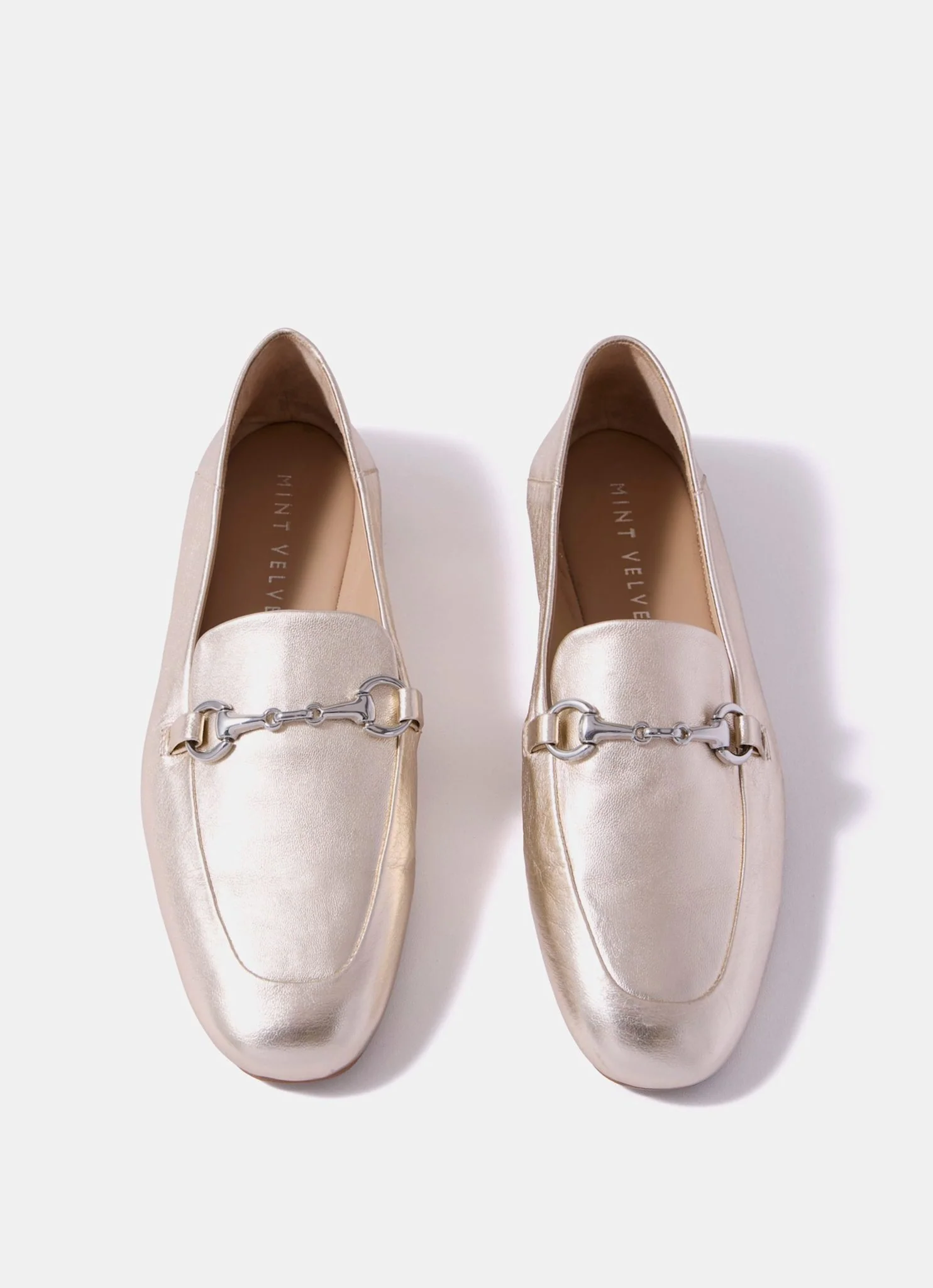 Camille Gold Leather Loafers - Image 3
