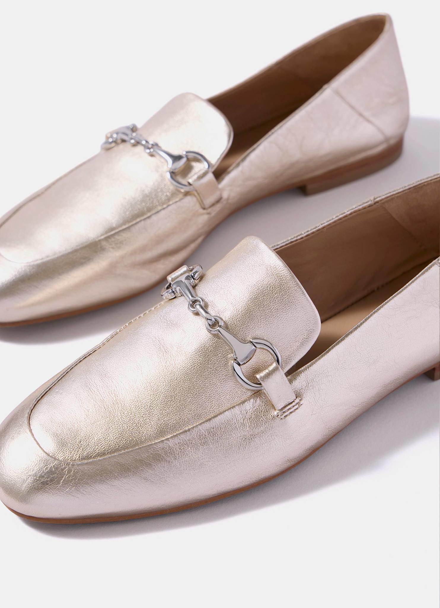 Camille Gold Leather Loafers - Image 4