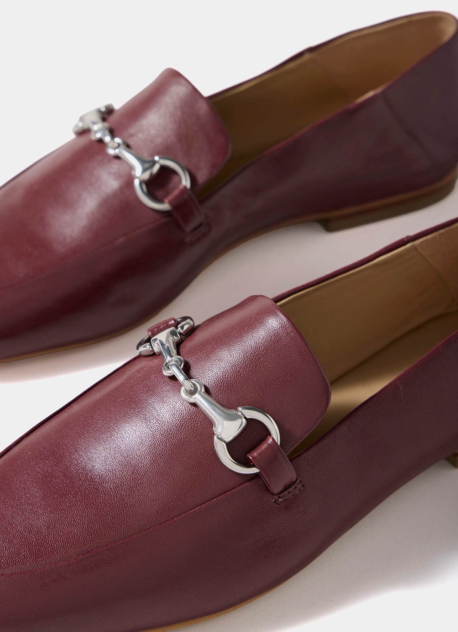 Camille Burgundy Leather Loafers - Image 3