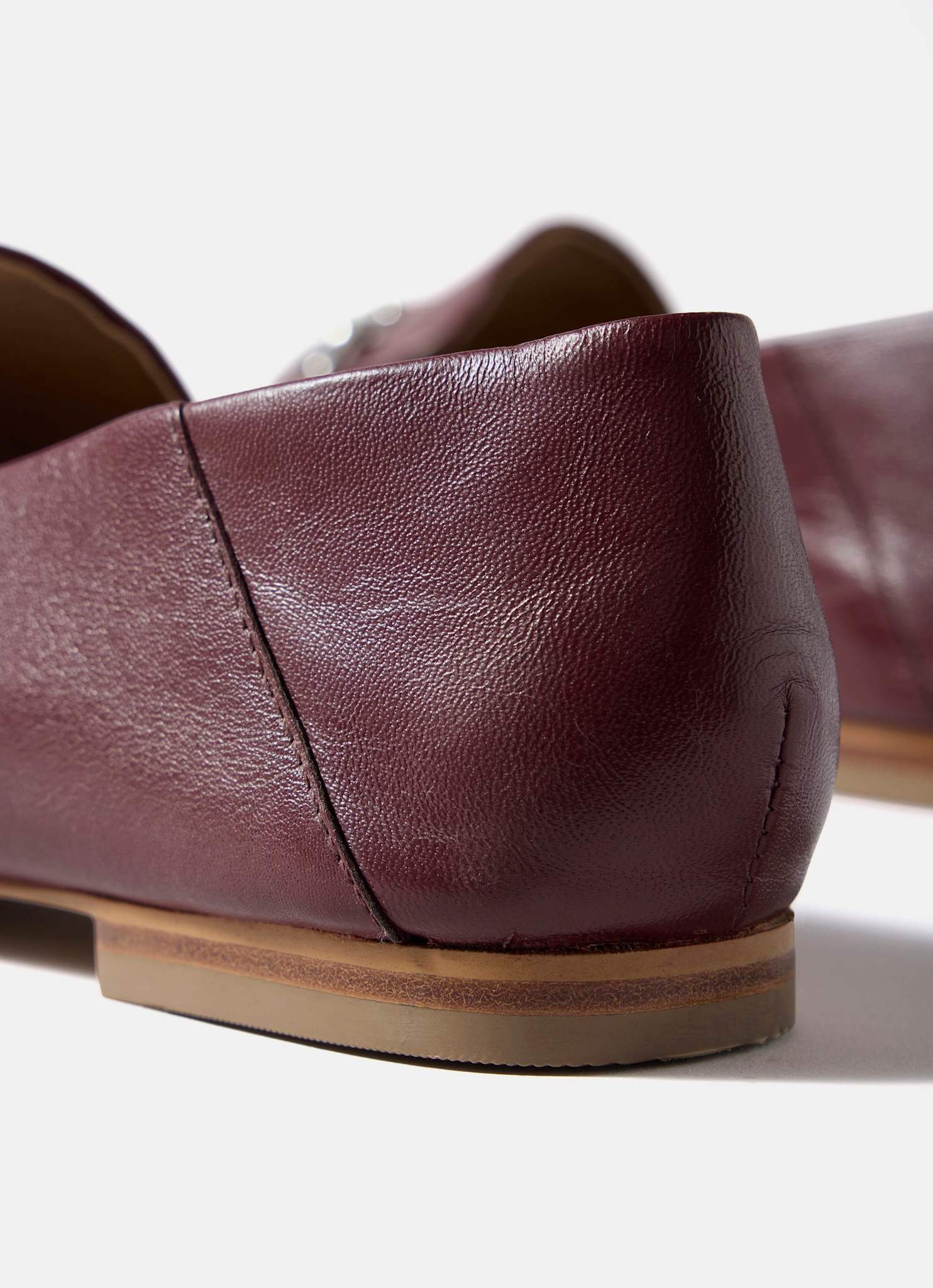 Camille Burgundy Leather Loafers - Image 4