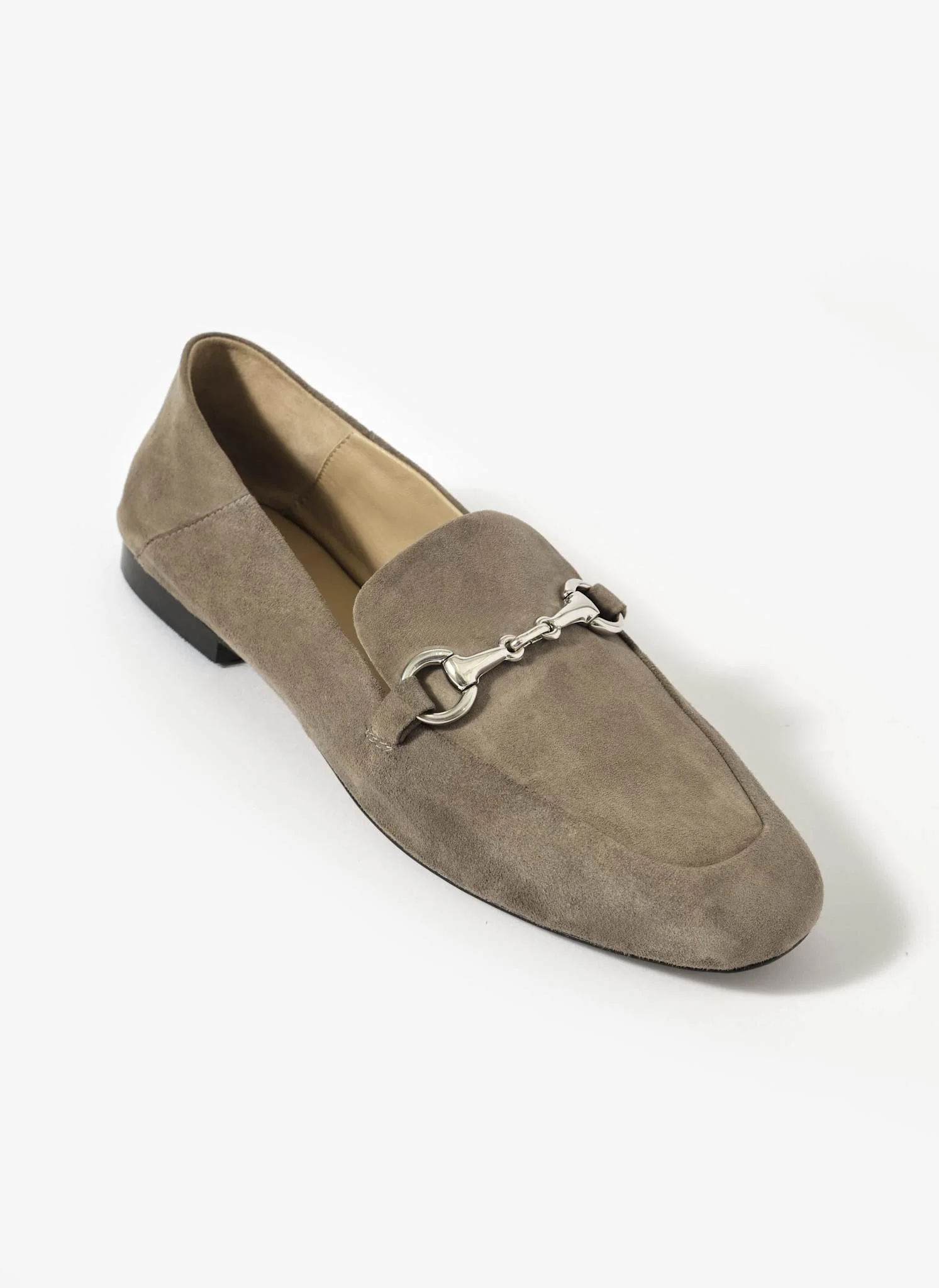 Camille Neutral Suede Loafers - Image 5