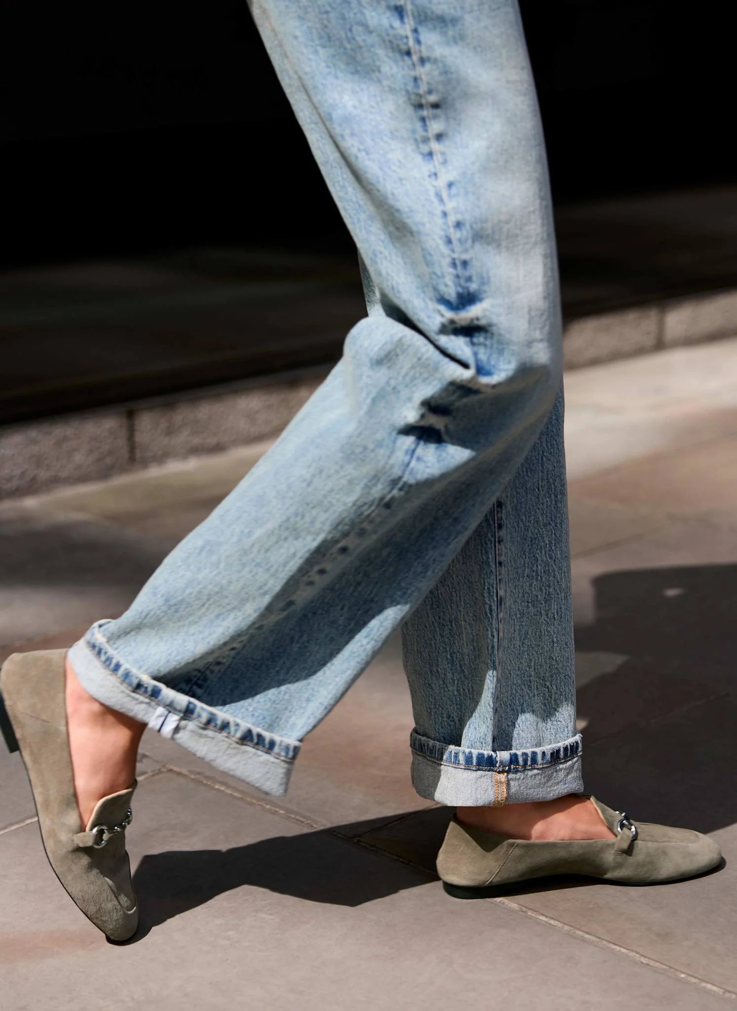 Camille Neutral Suede Loafers - Image 6