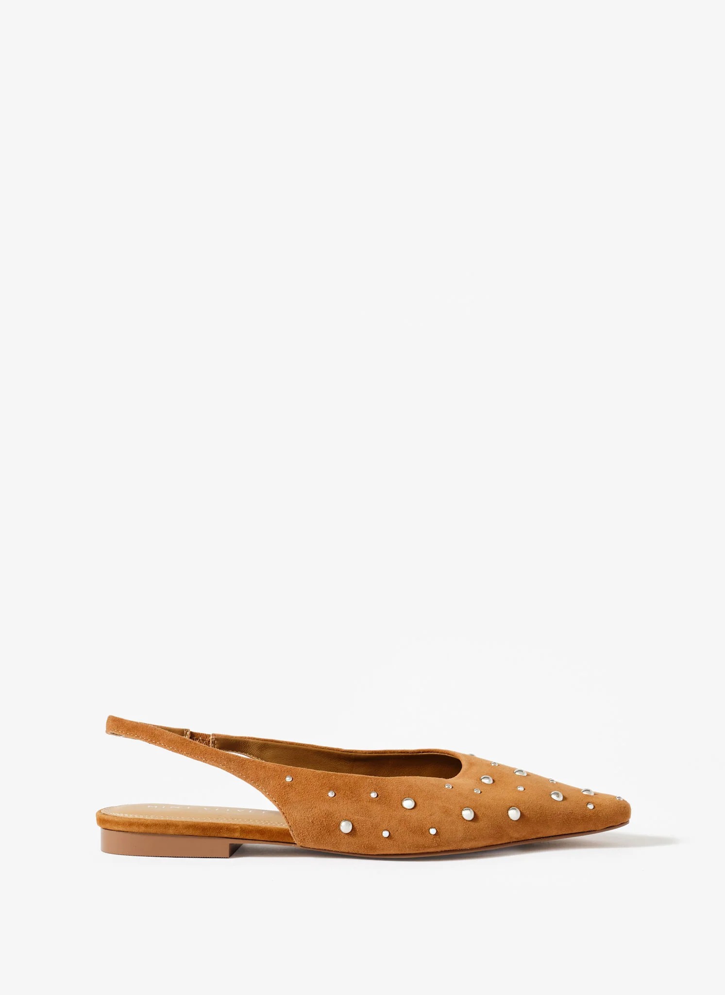 Casey Neutral Suede Studded Slingback Flats