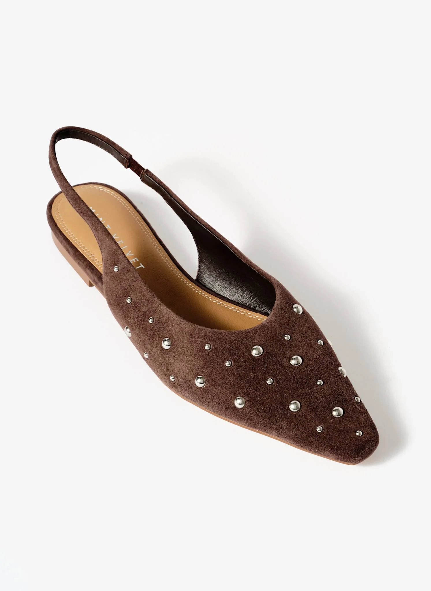 Casey Brown Suede Studded Slingback Flats - Image 5