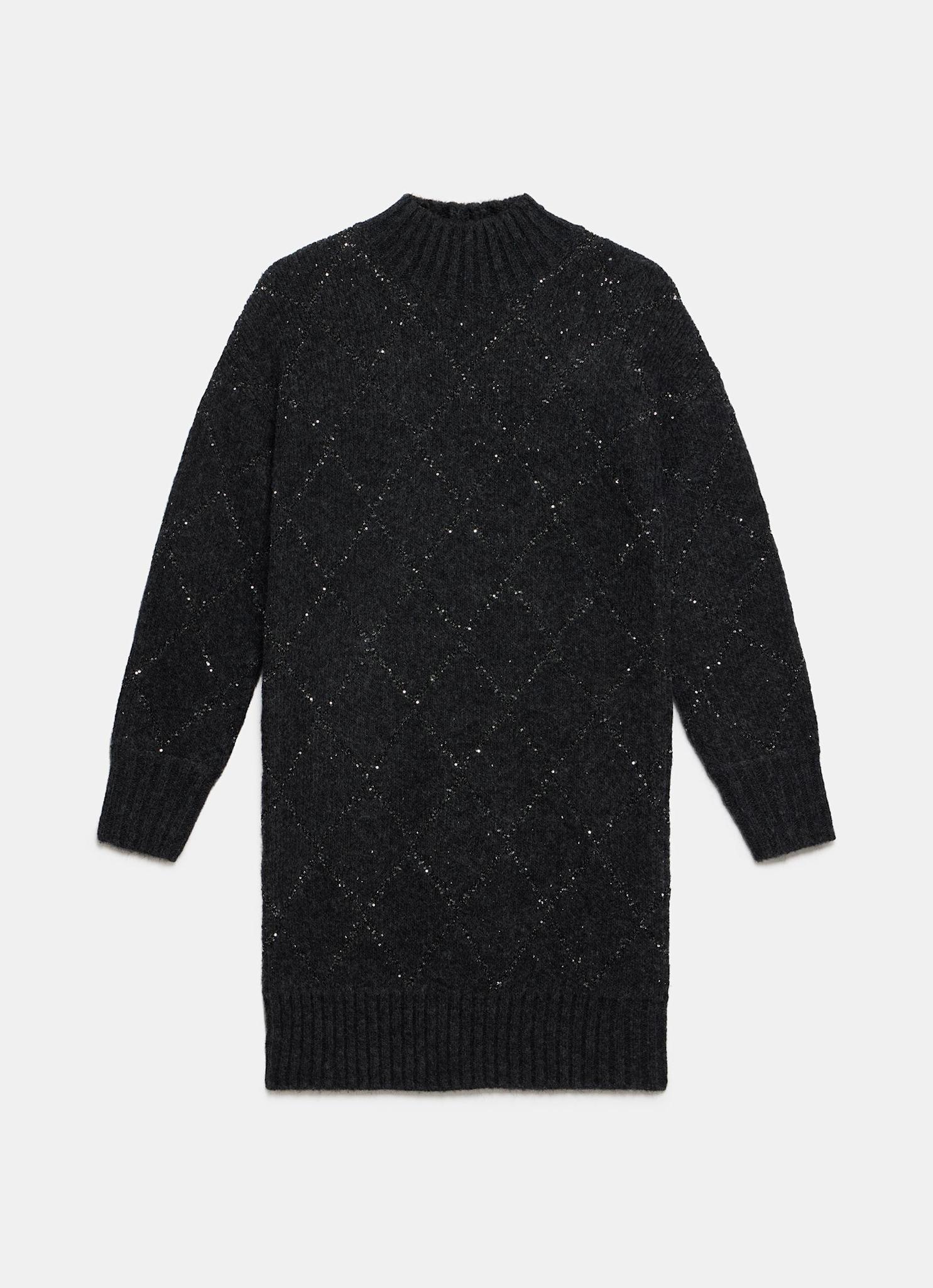 Grey Sequin Knit Mini Dress - Image 6