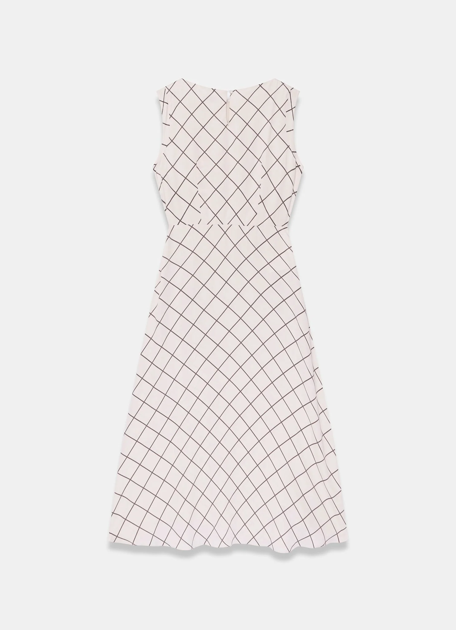 Cream Satin Checked Midi Dress - Image 8