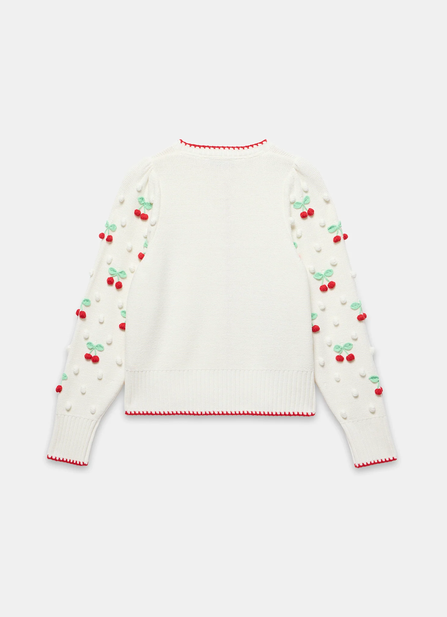 Cream Cherry Applique Knit Cardigan - Image 7
