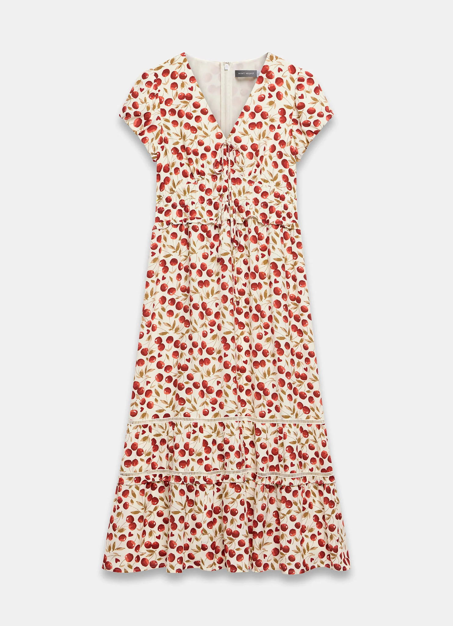 Red Cherry Print Midi Dress - Image 7