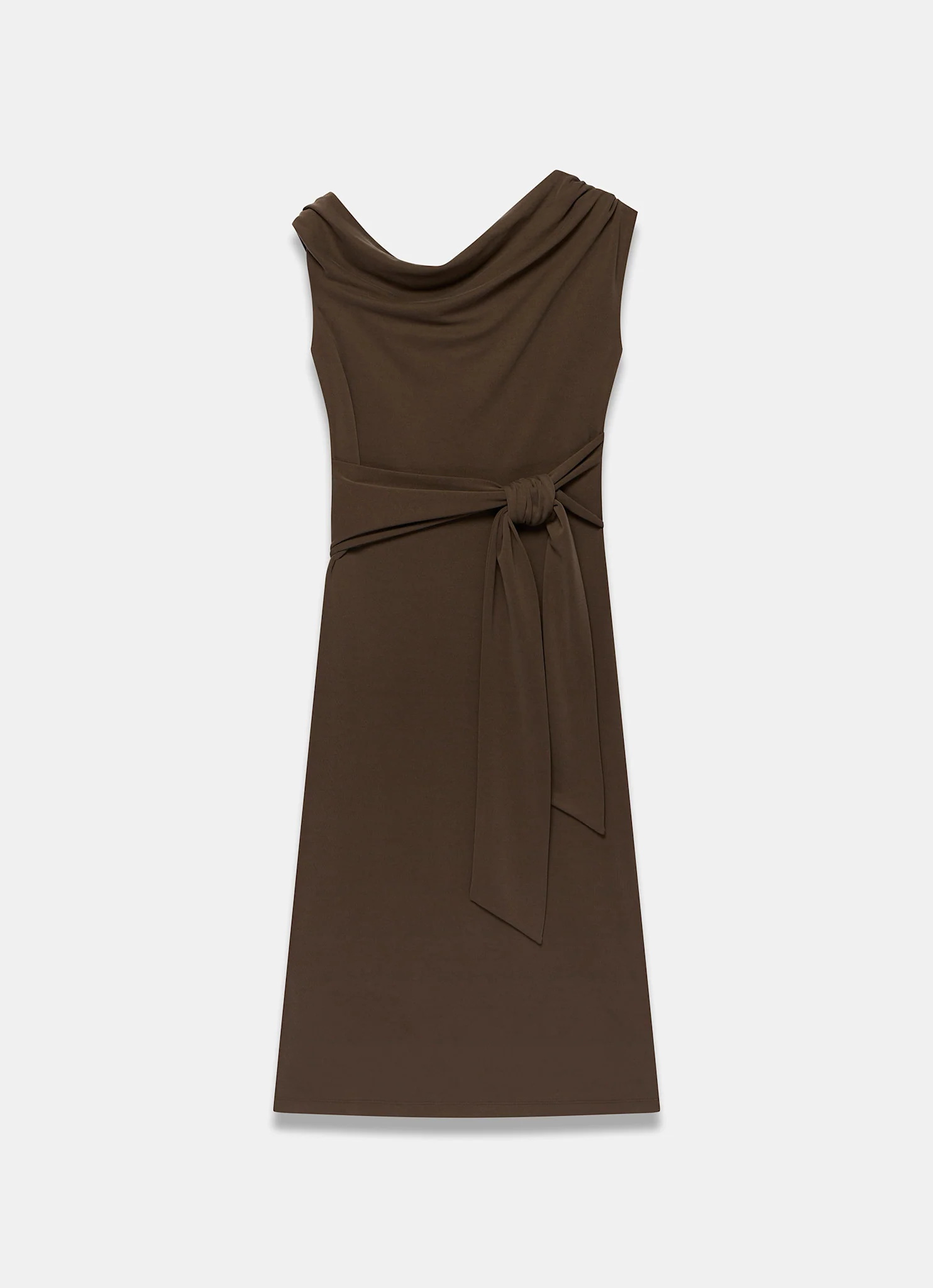 Brown Tie Detail Midi Dress - Image 7