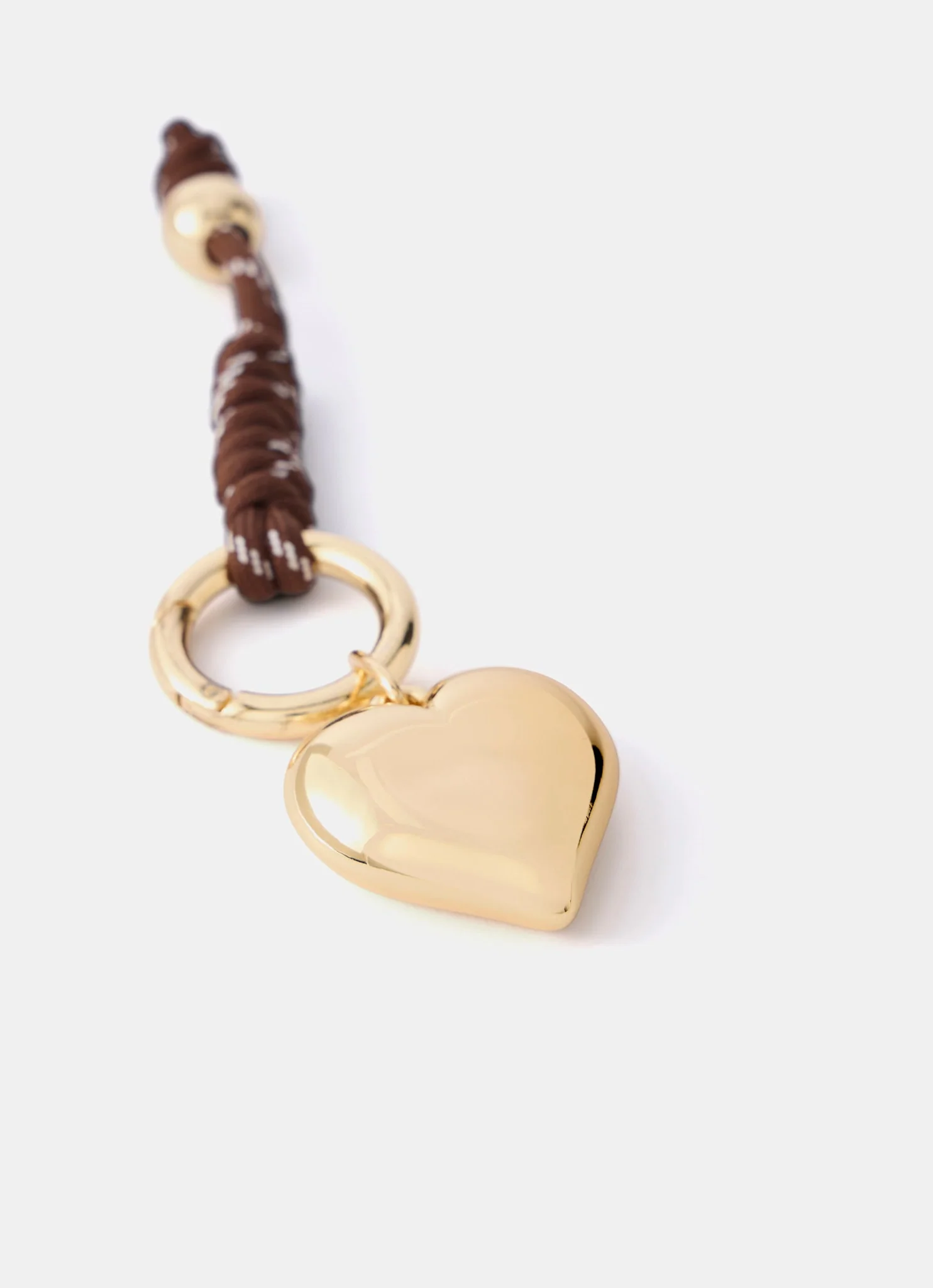 Brown Cord Heart Bag Charm - Image 4
