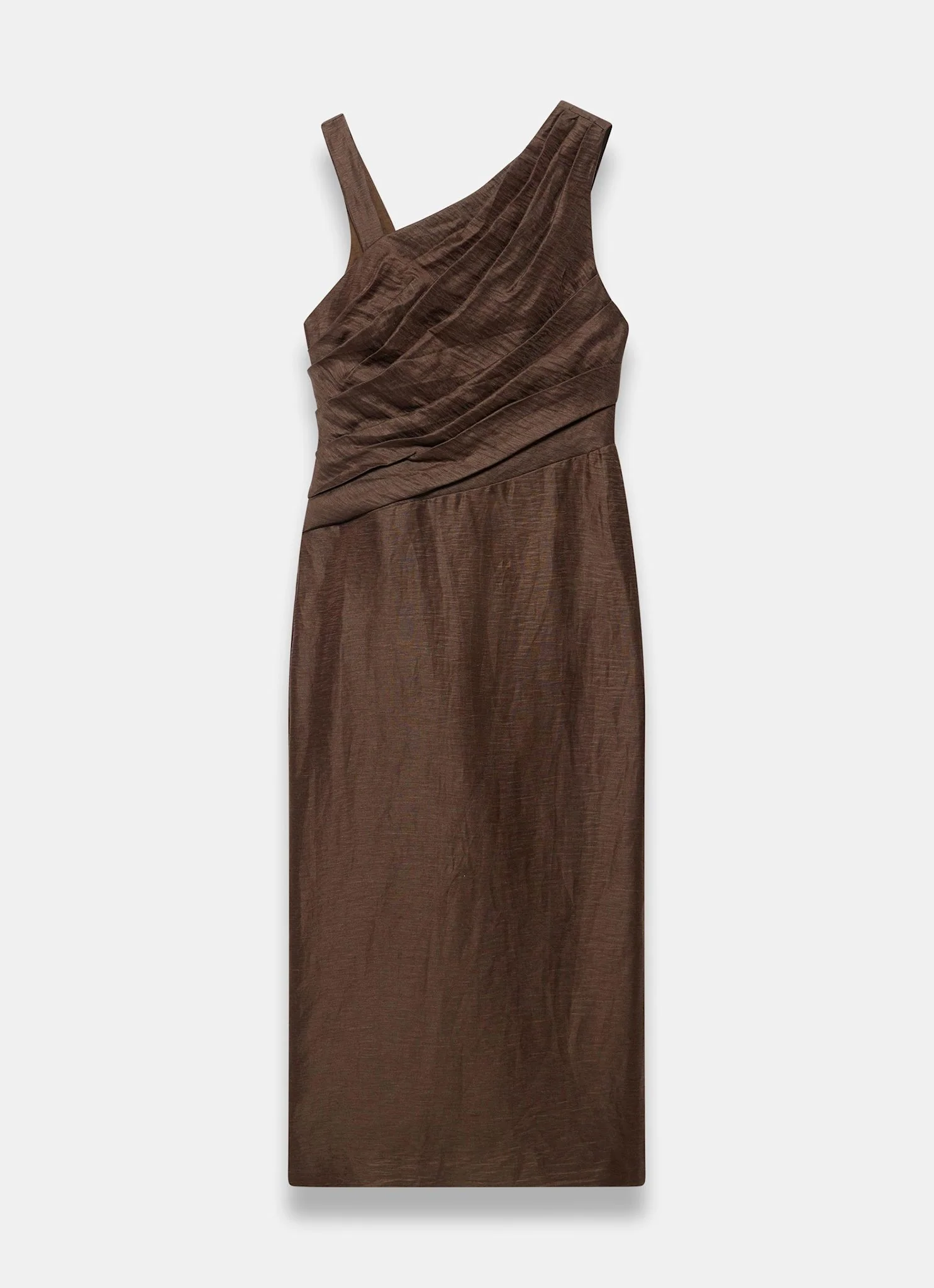 Brown Linen Blend Midi Dress - Image 6