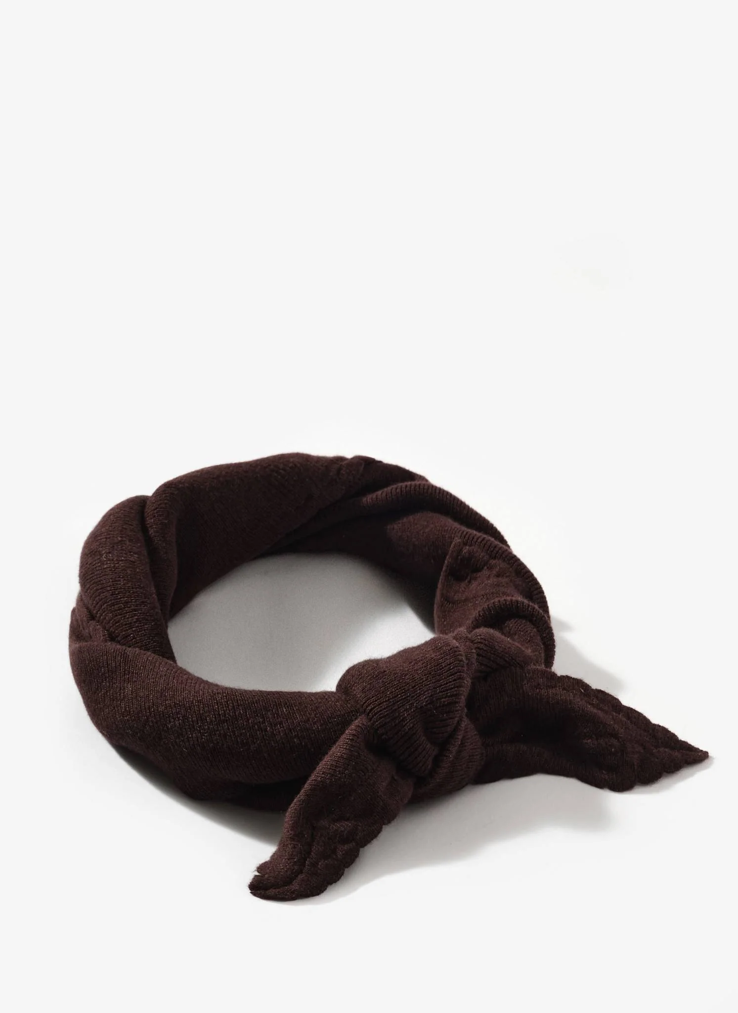 Brown Scallop Edge Knit Scarf - Image 3