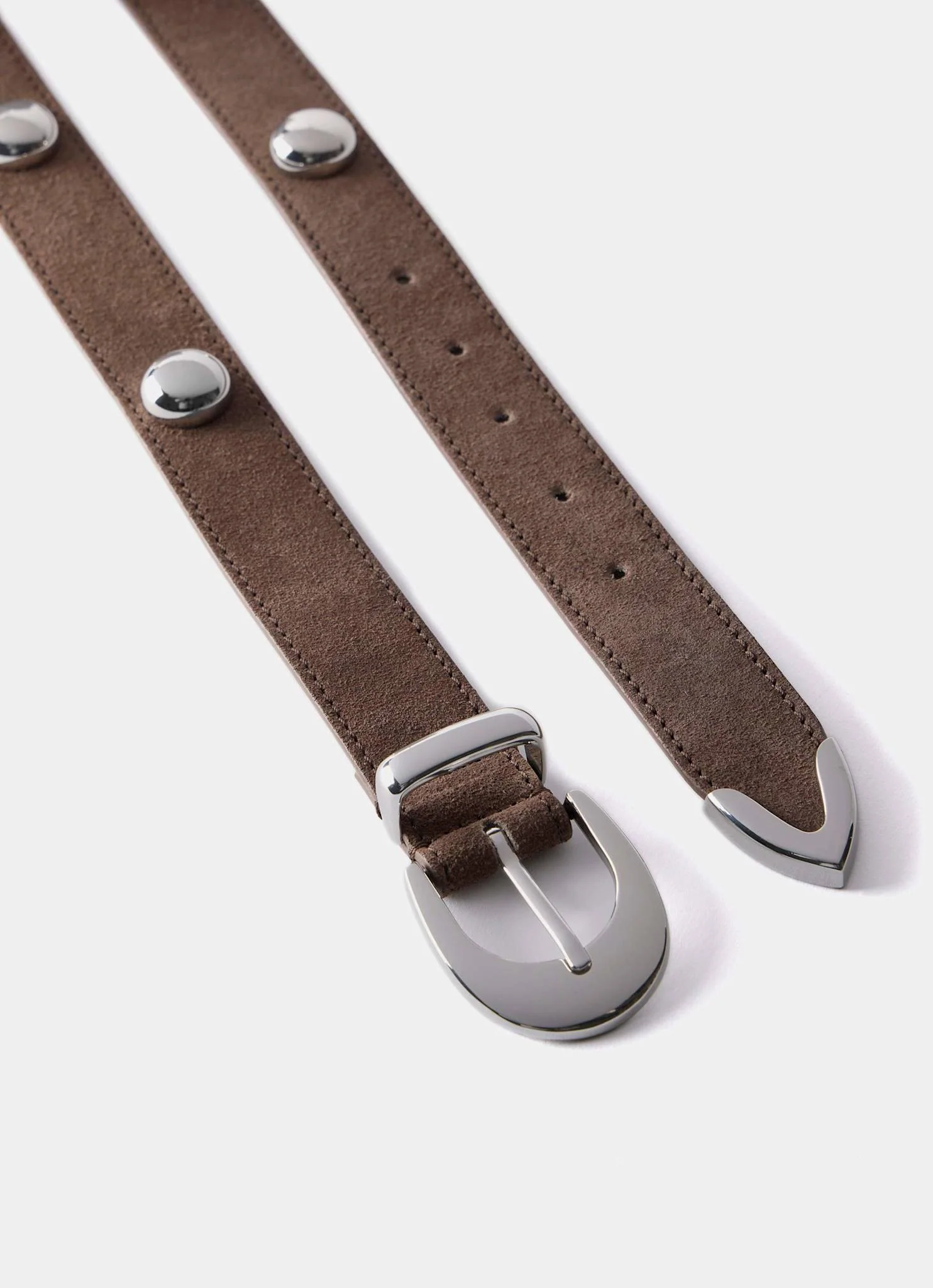 Brown Studded Suede Belt - Image 5