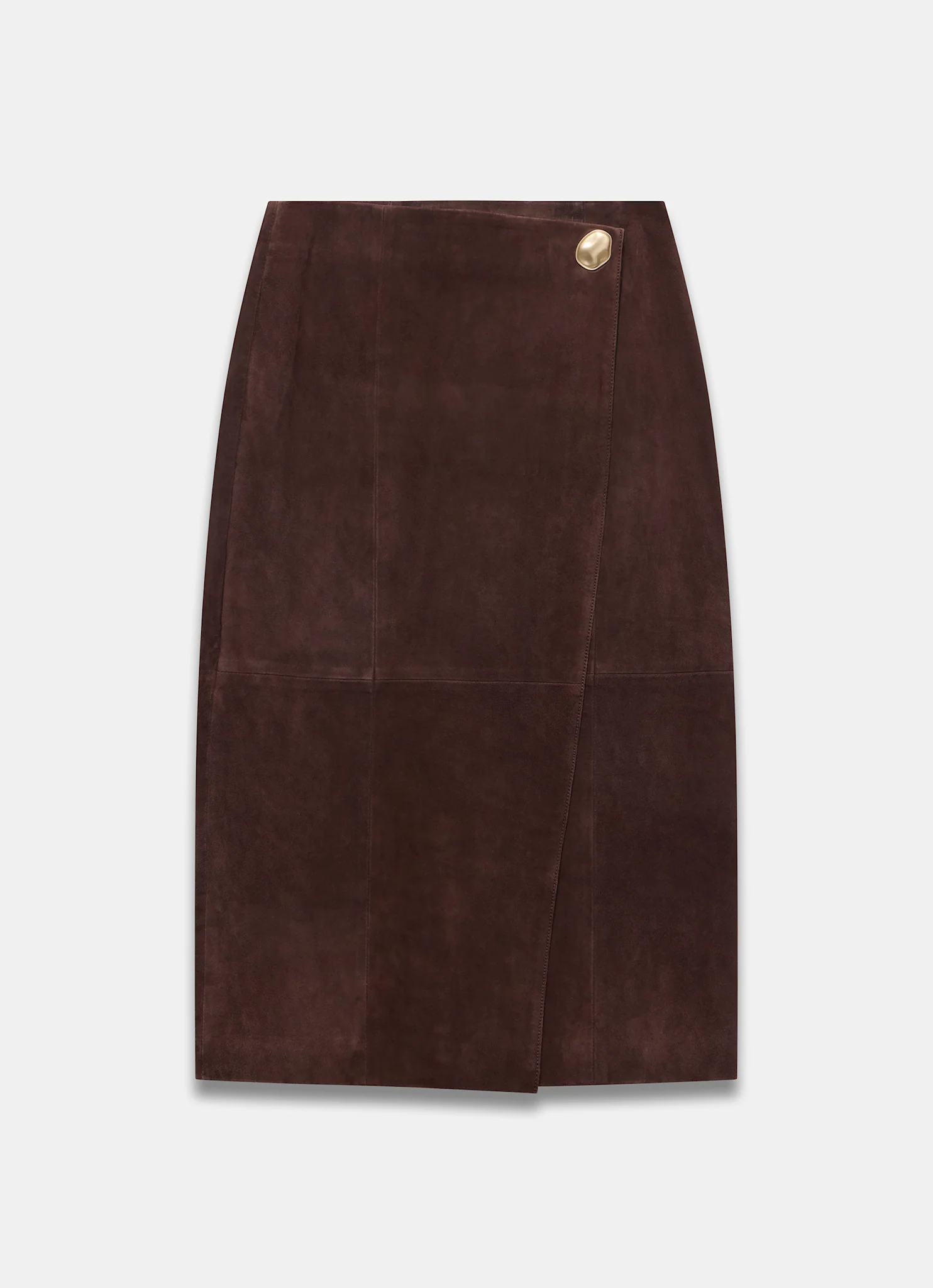 Brown Suede Wrap Midi Skirt - Image 6