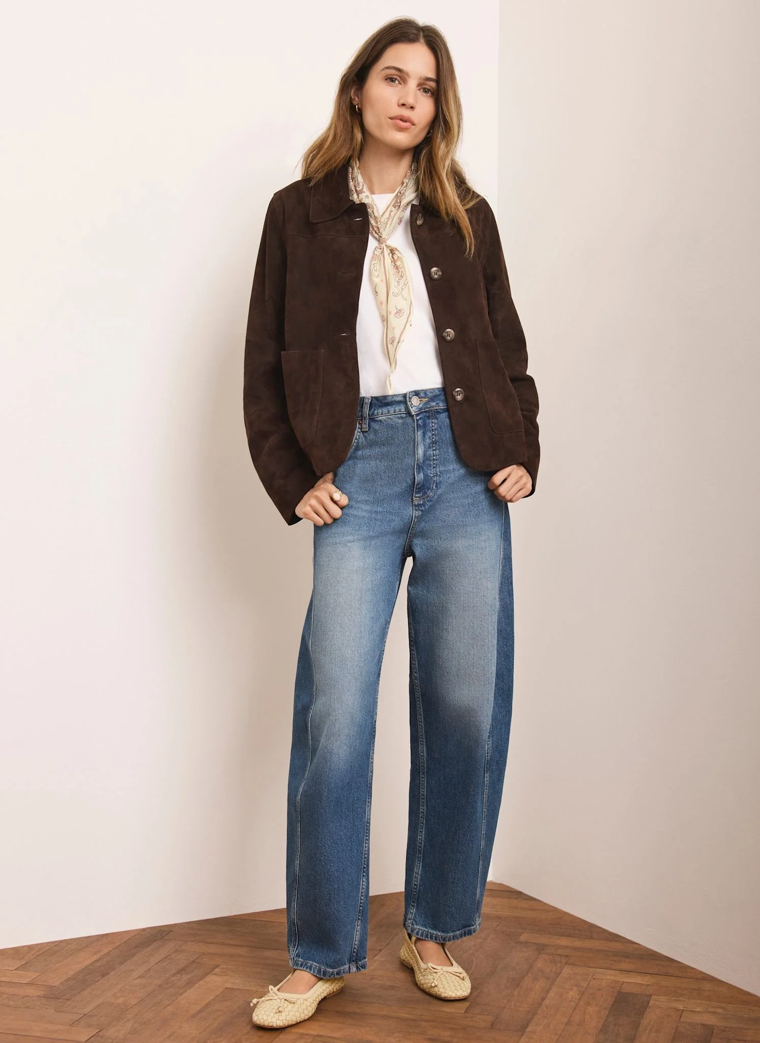 Brown Suede Pocket Detail Jacket - Image 3