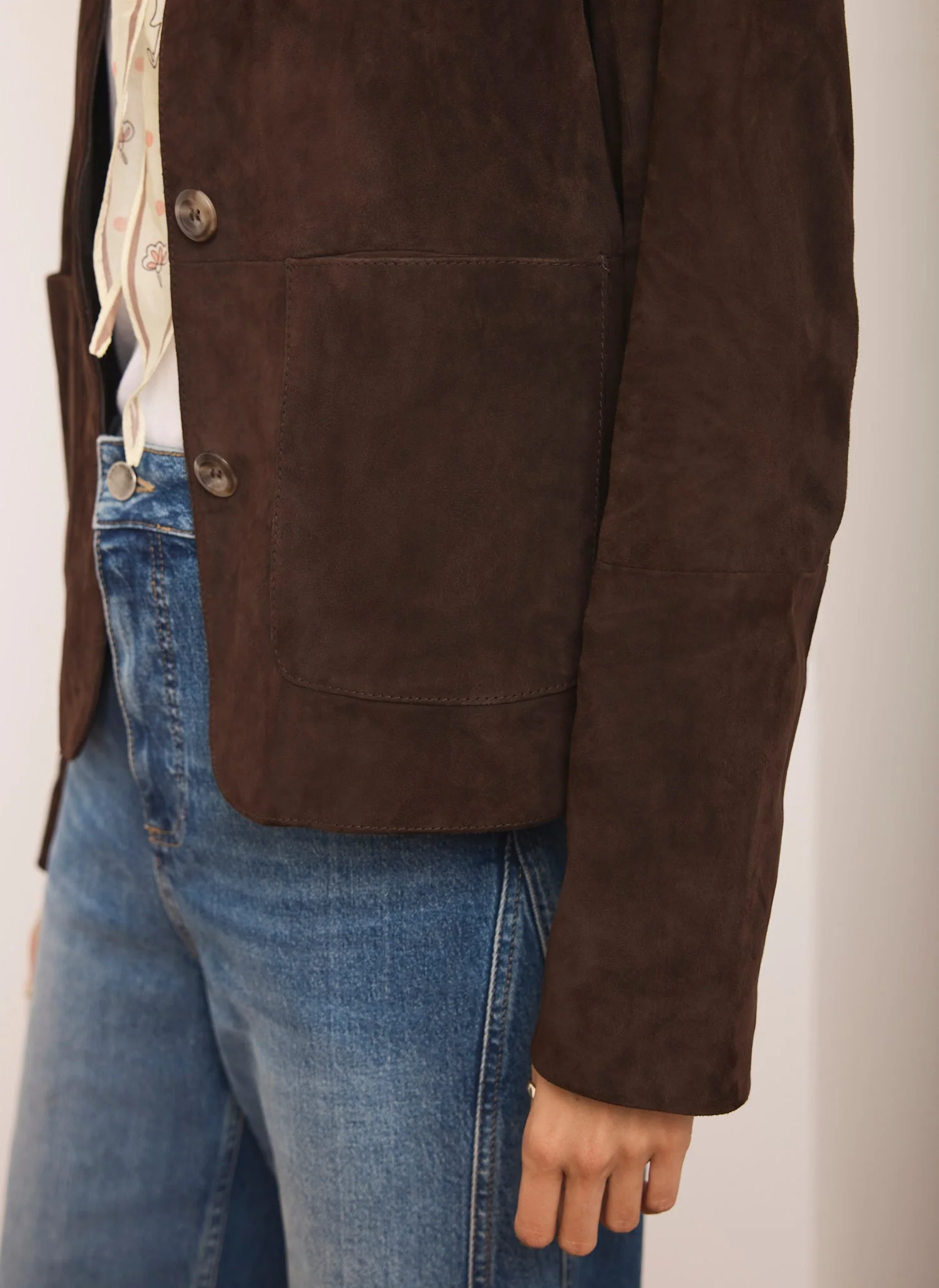 Brown Suede Pocket Detail Jacket - Image 4
