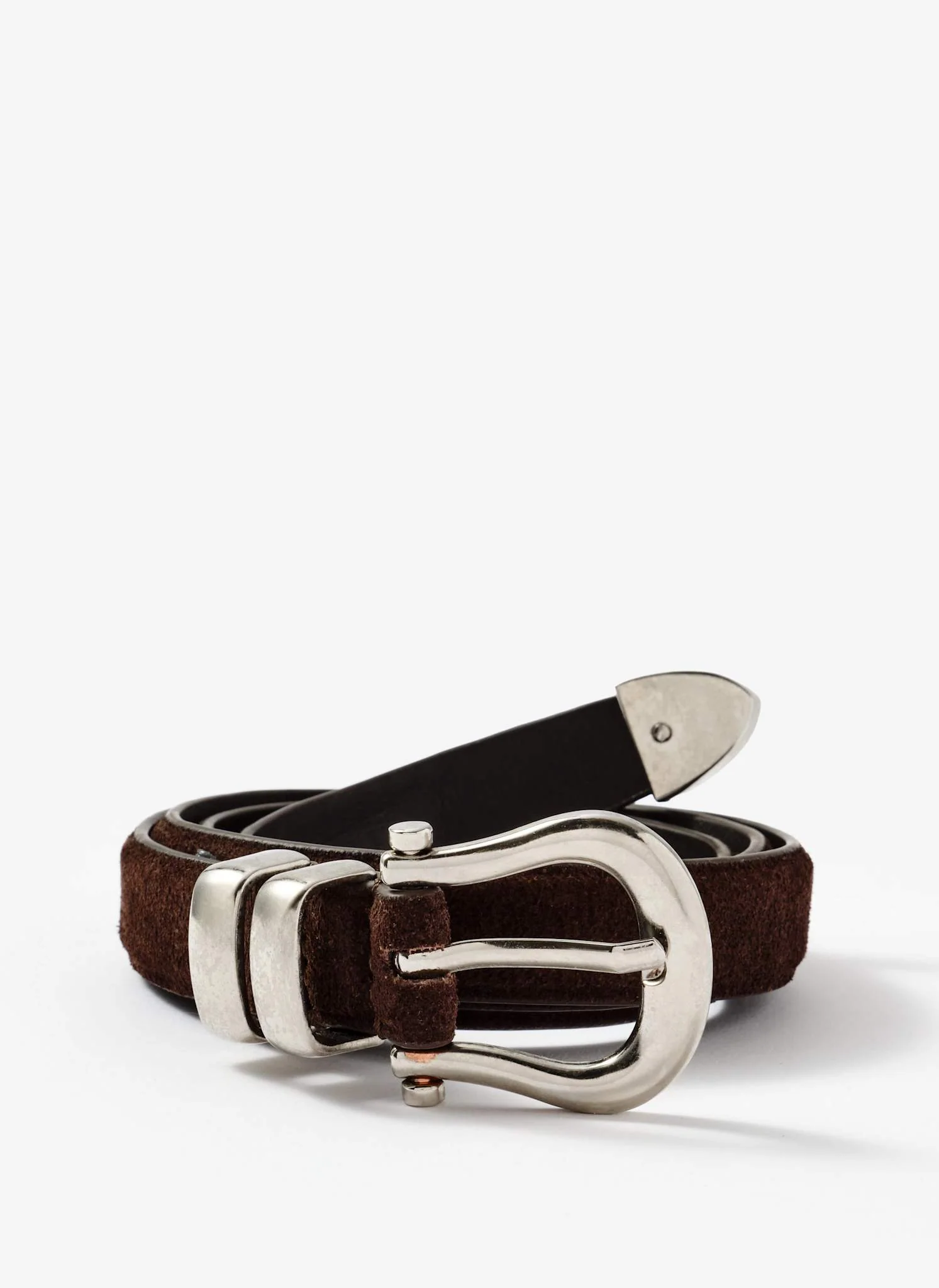 Brown Suede Slim Belt - Image 2