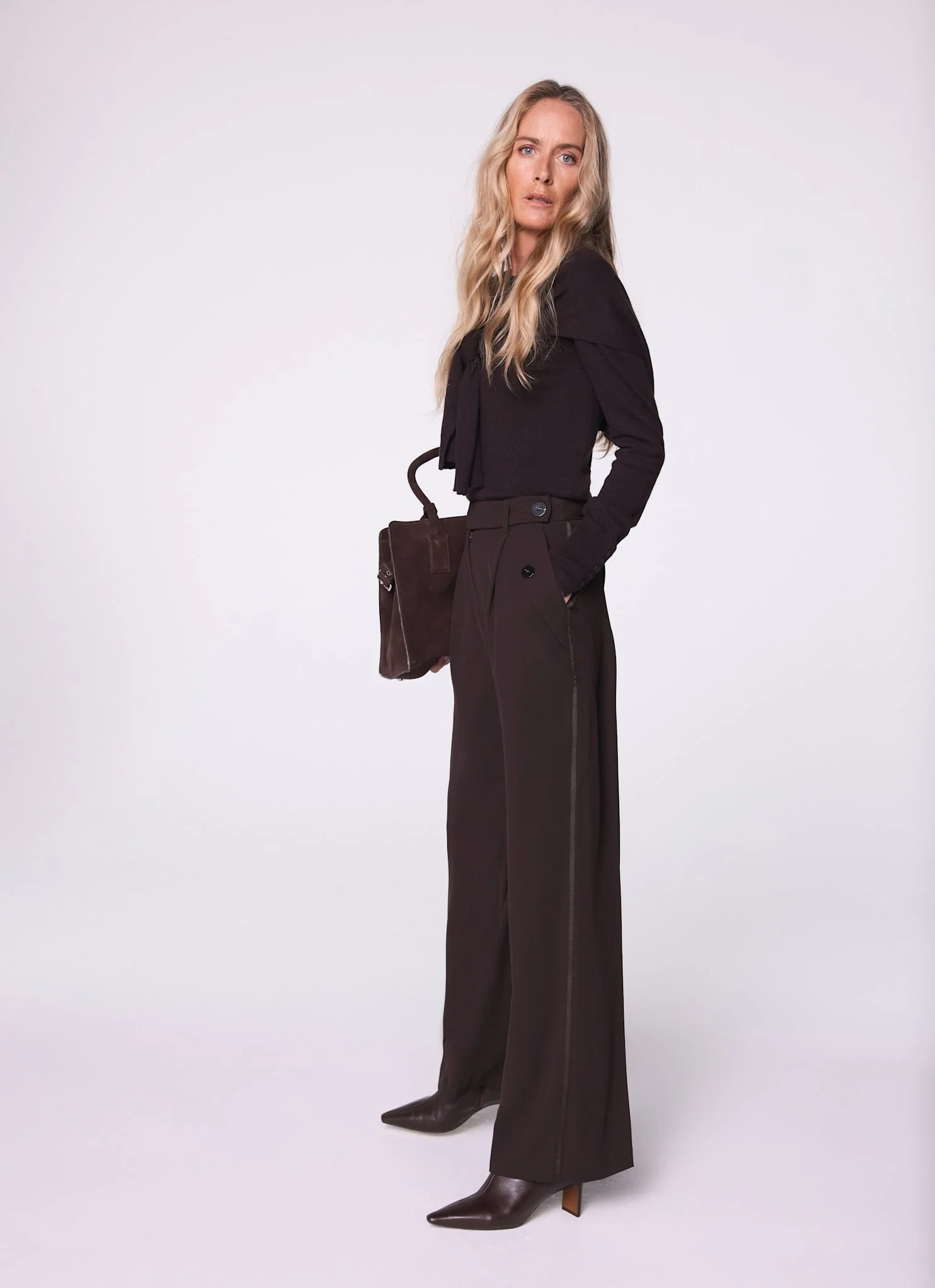 Brown Tailored Wide Side Stripe Trousers - Image 6