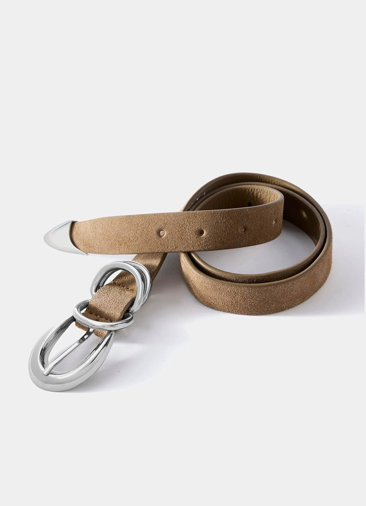 Tan Suede Slim Belt - Image 3