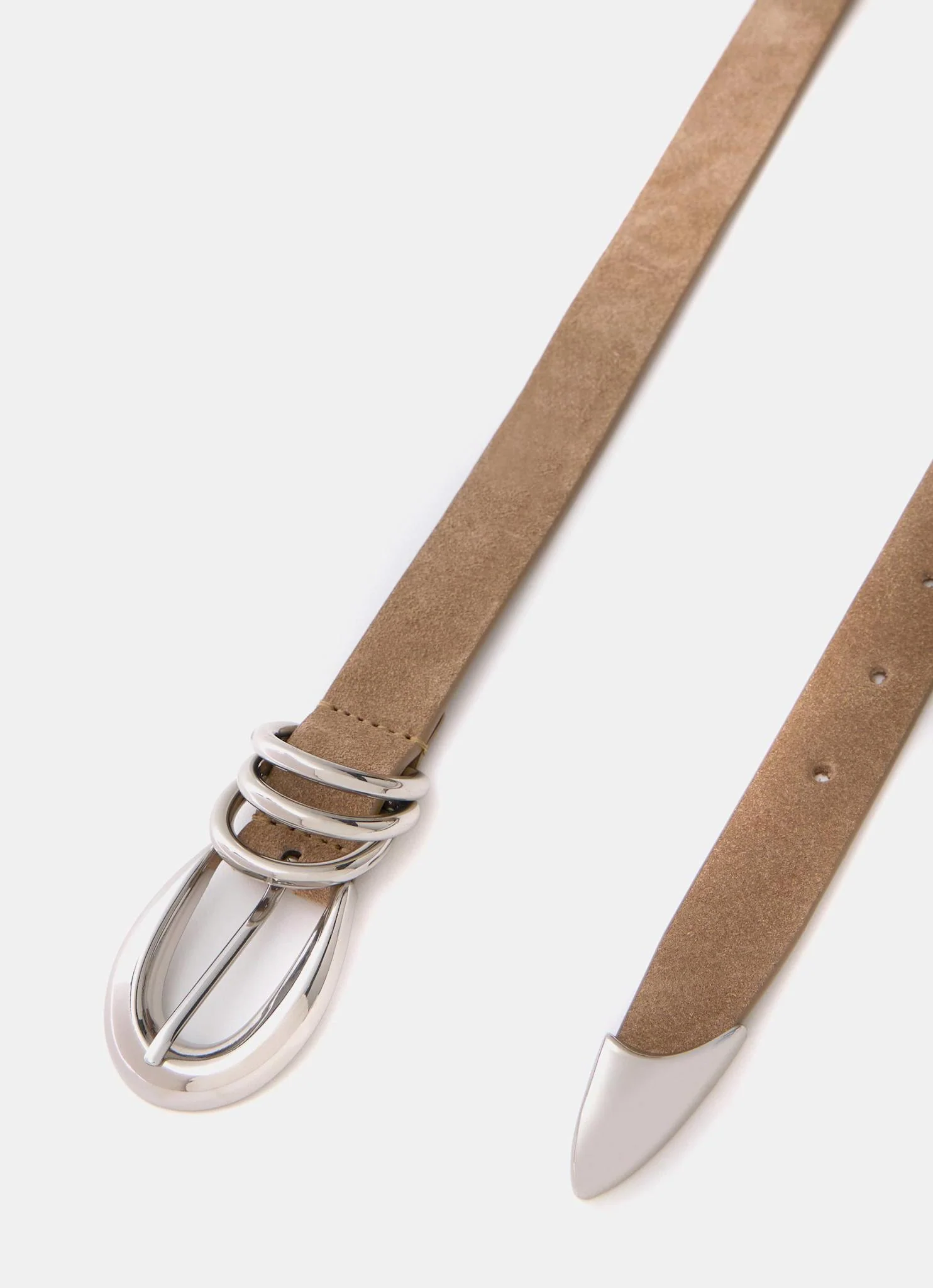 Tan Suede Slim Belt - Image 4