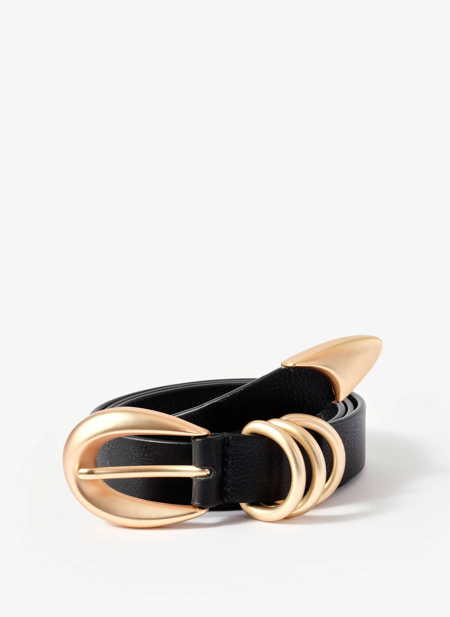 Black Leather Slim Belt - Image 2