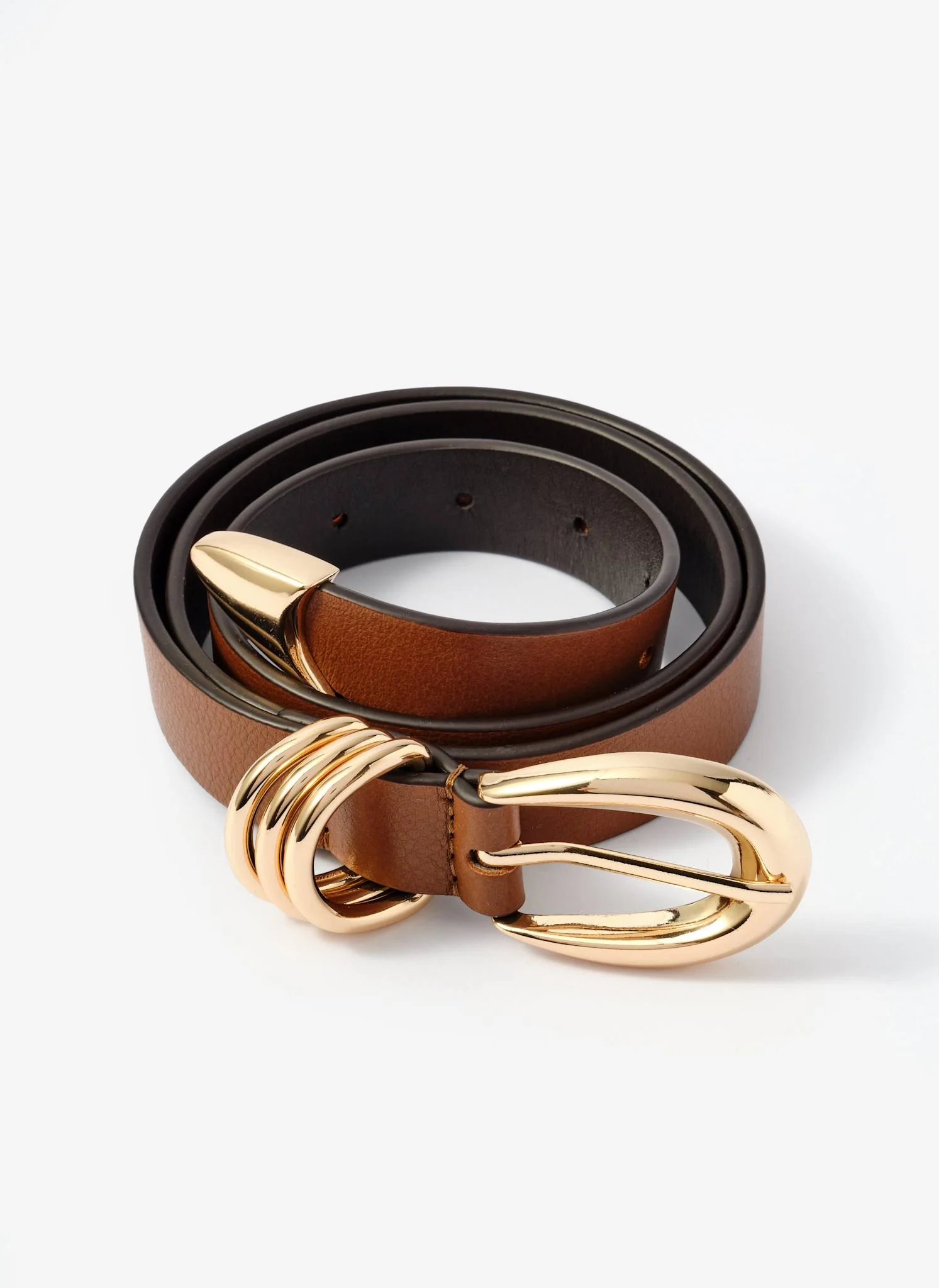 Tan Leather Buckle Belt - Image 3