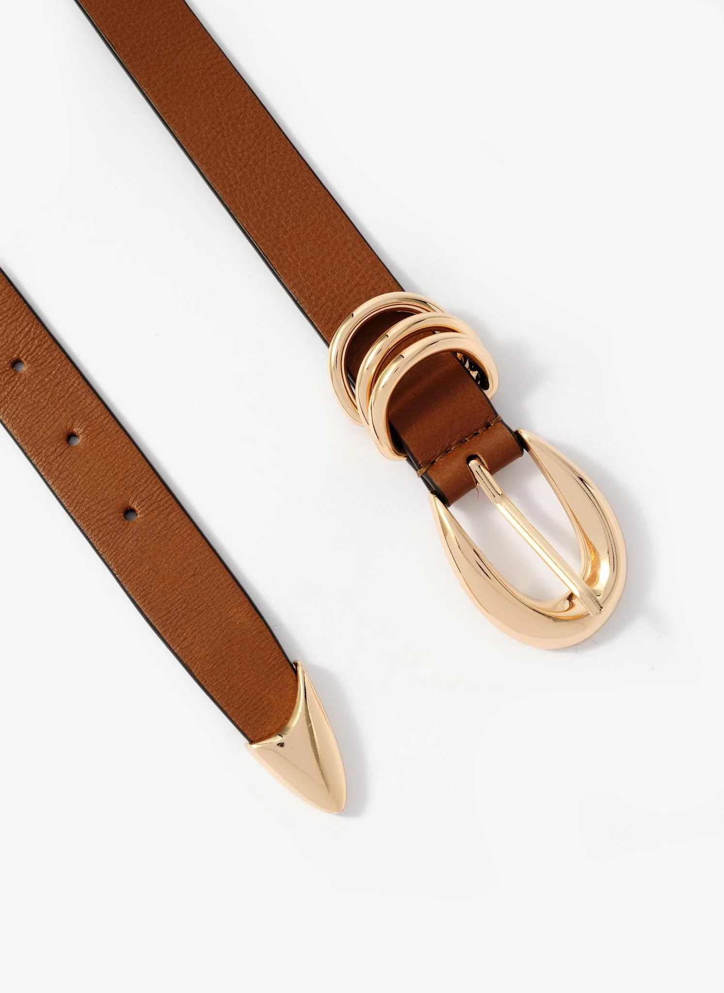 Tan Leather Buckle Belt - Image 4