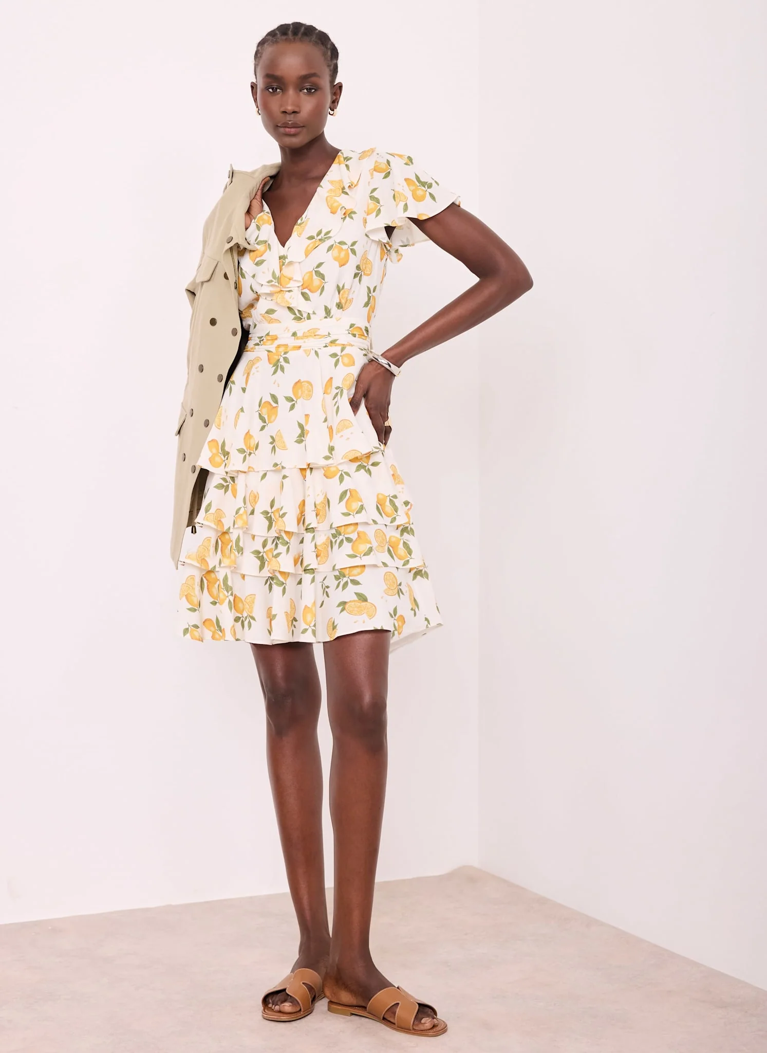 Yellow Lemon Print Mini Dress - Image 3