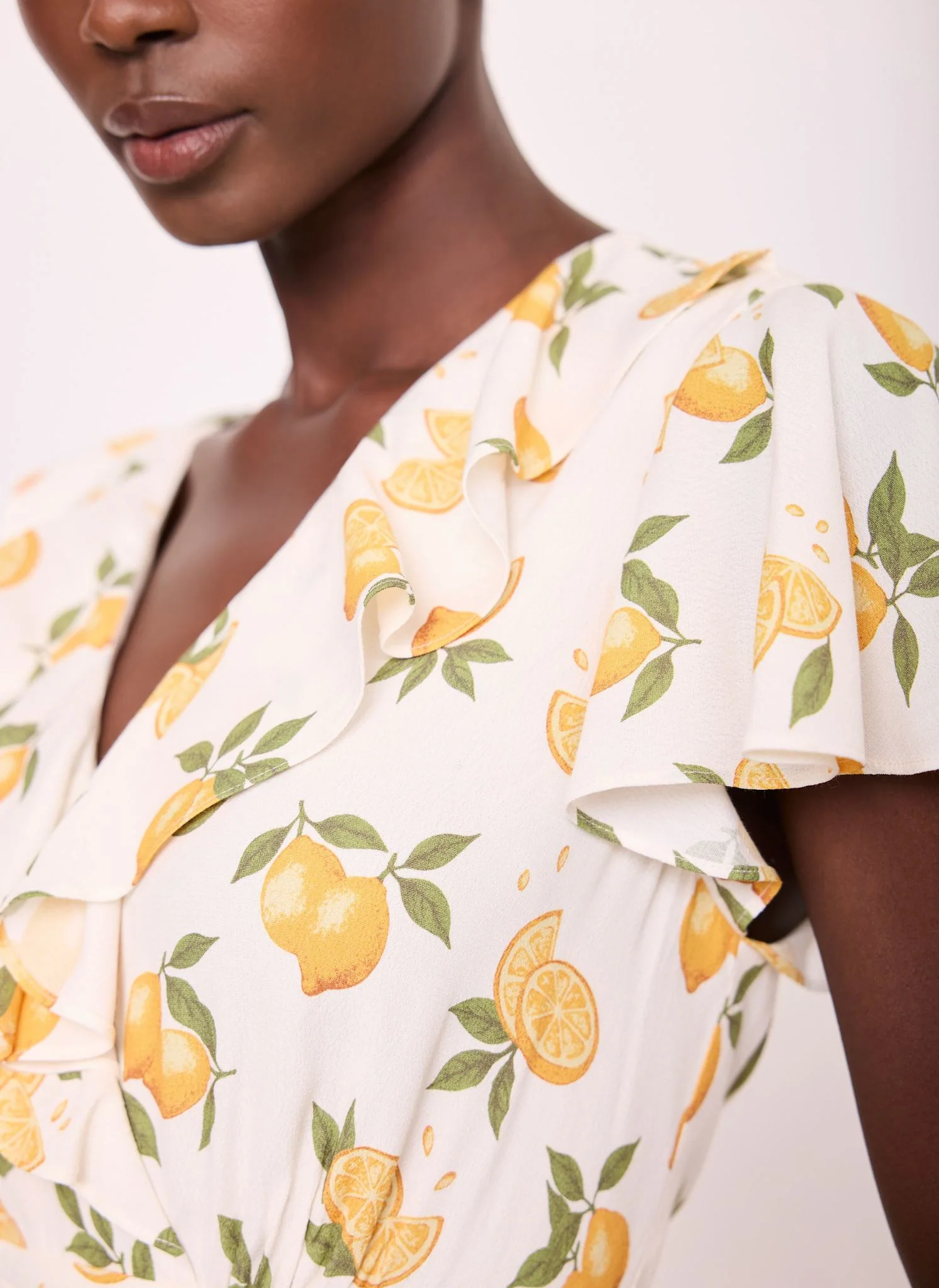Yellow Lemon Print Mini Dress - Image 4