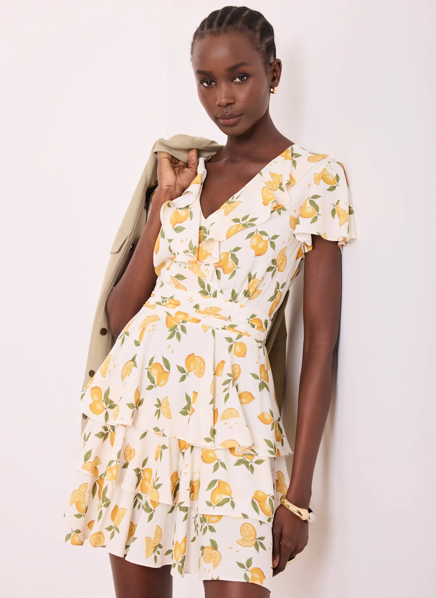 Yellow Lemon Print Mini Dress - Image 5
