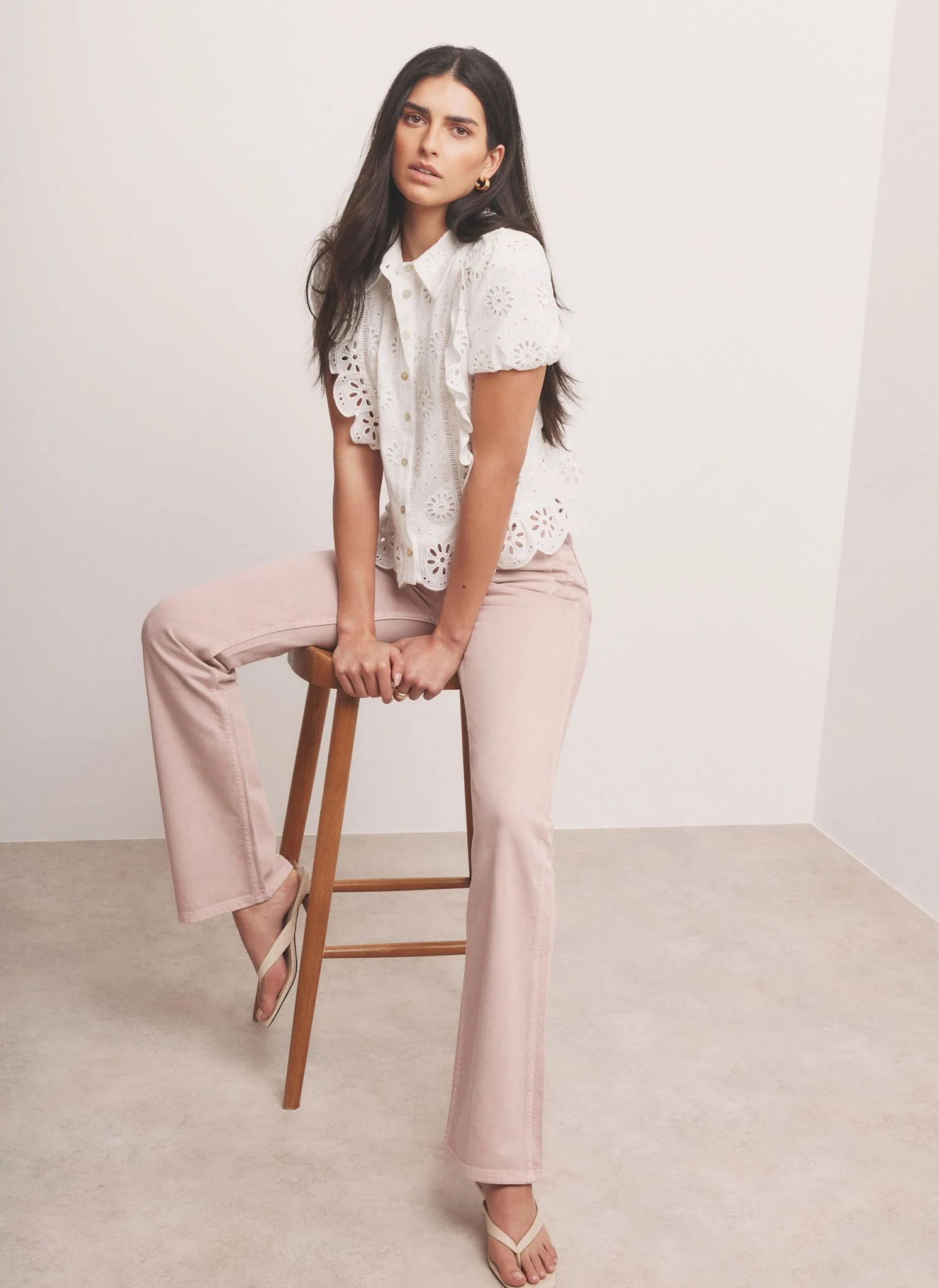 Pink Relaxed Flare Patch Pocket Jeans - Image 3
