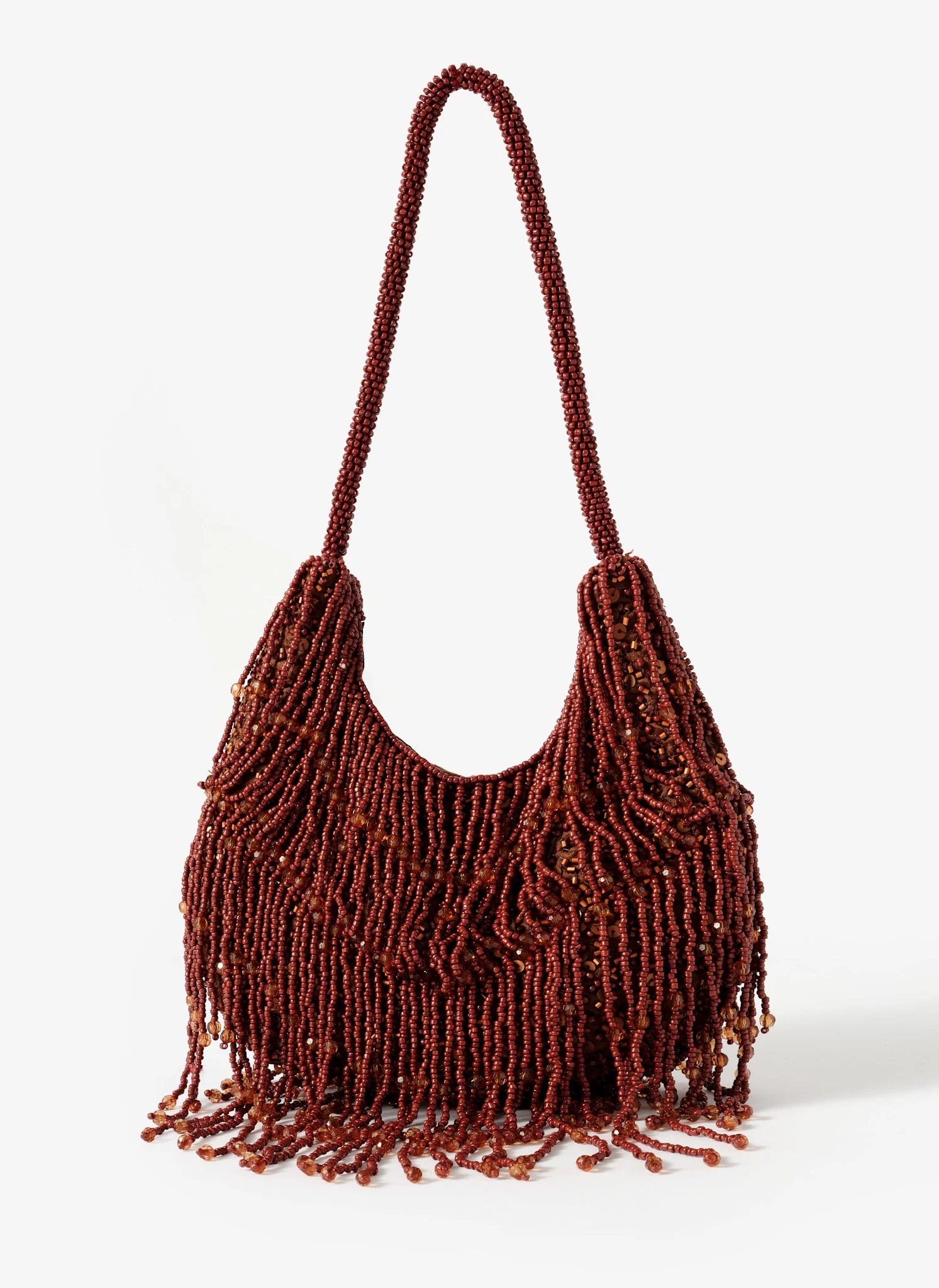 Cleo Brown Beaded Shoulder Bag - Image 2