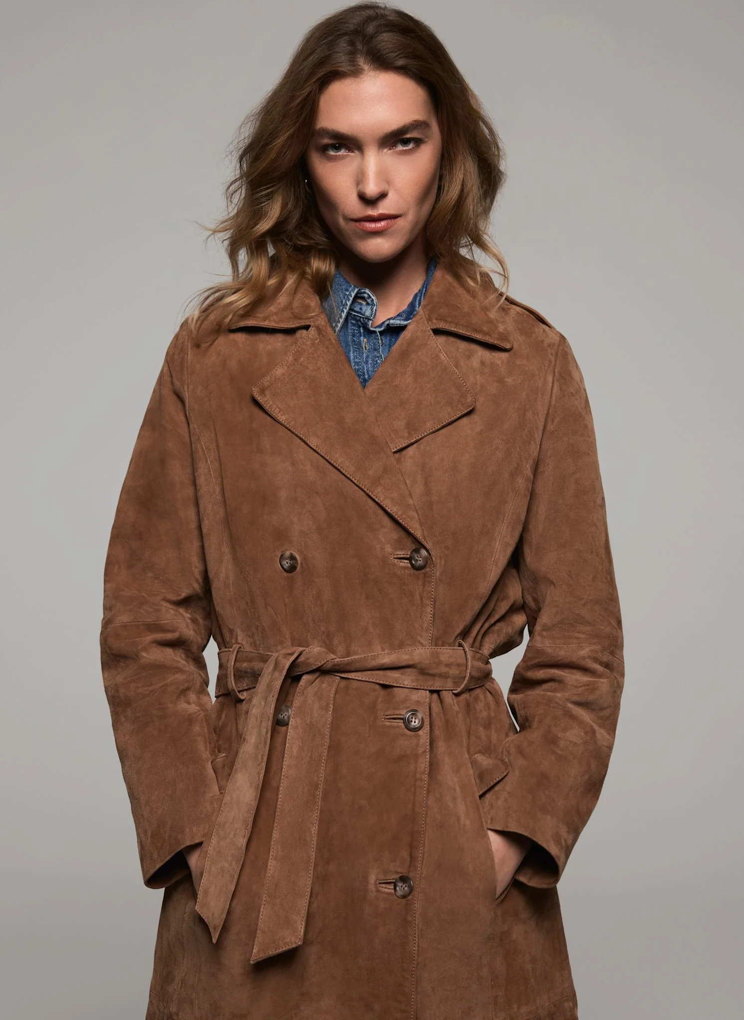 Tan Suede Trench Coat - Image 3