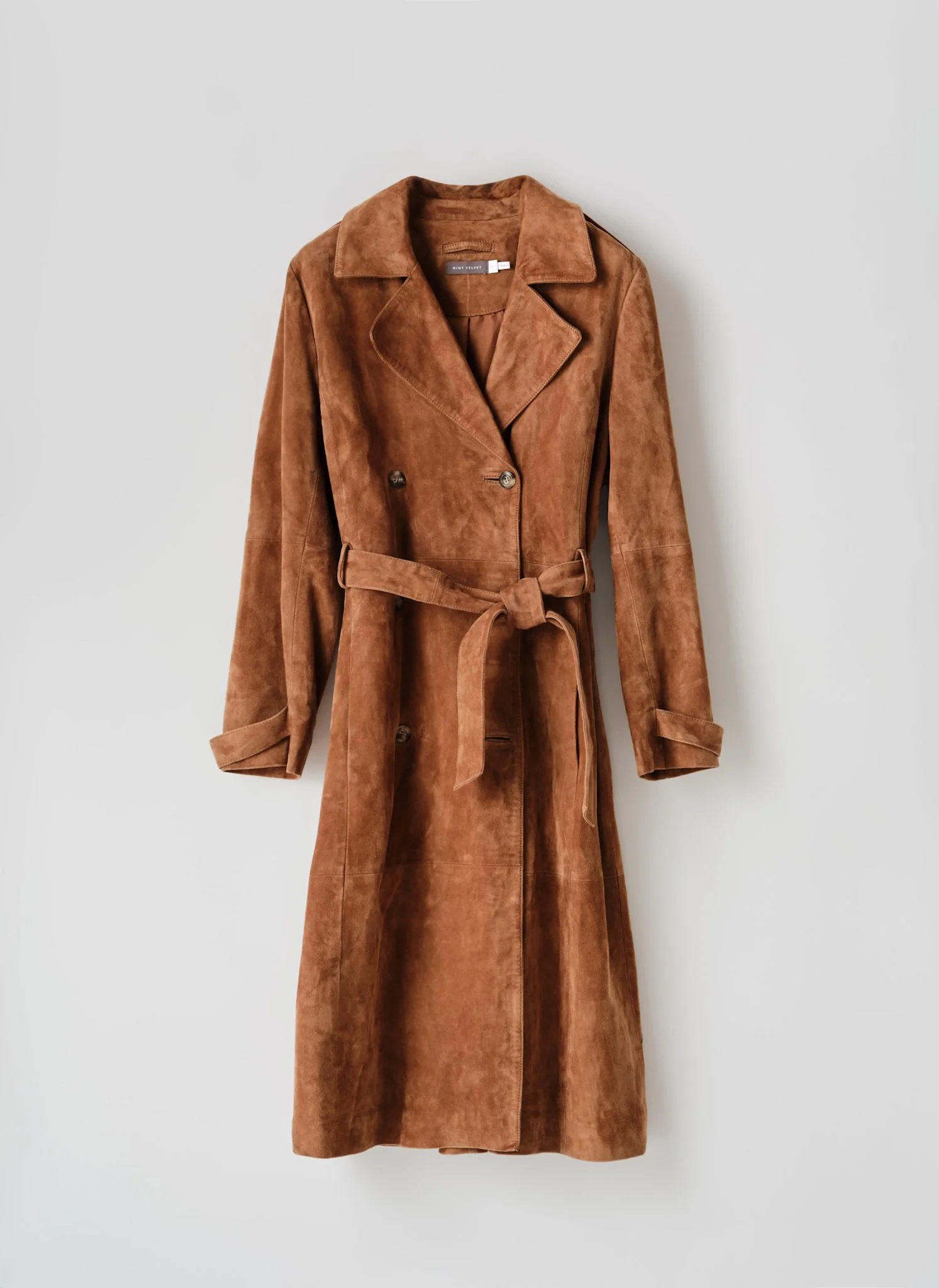 Tan Suede Trench Coat - Image 5
