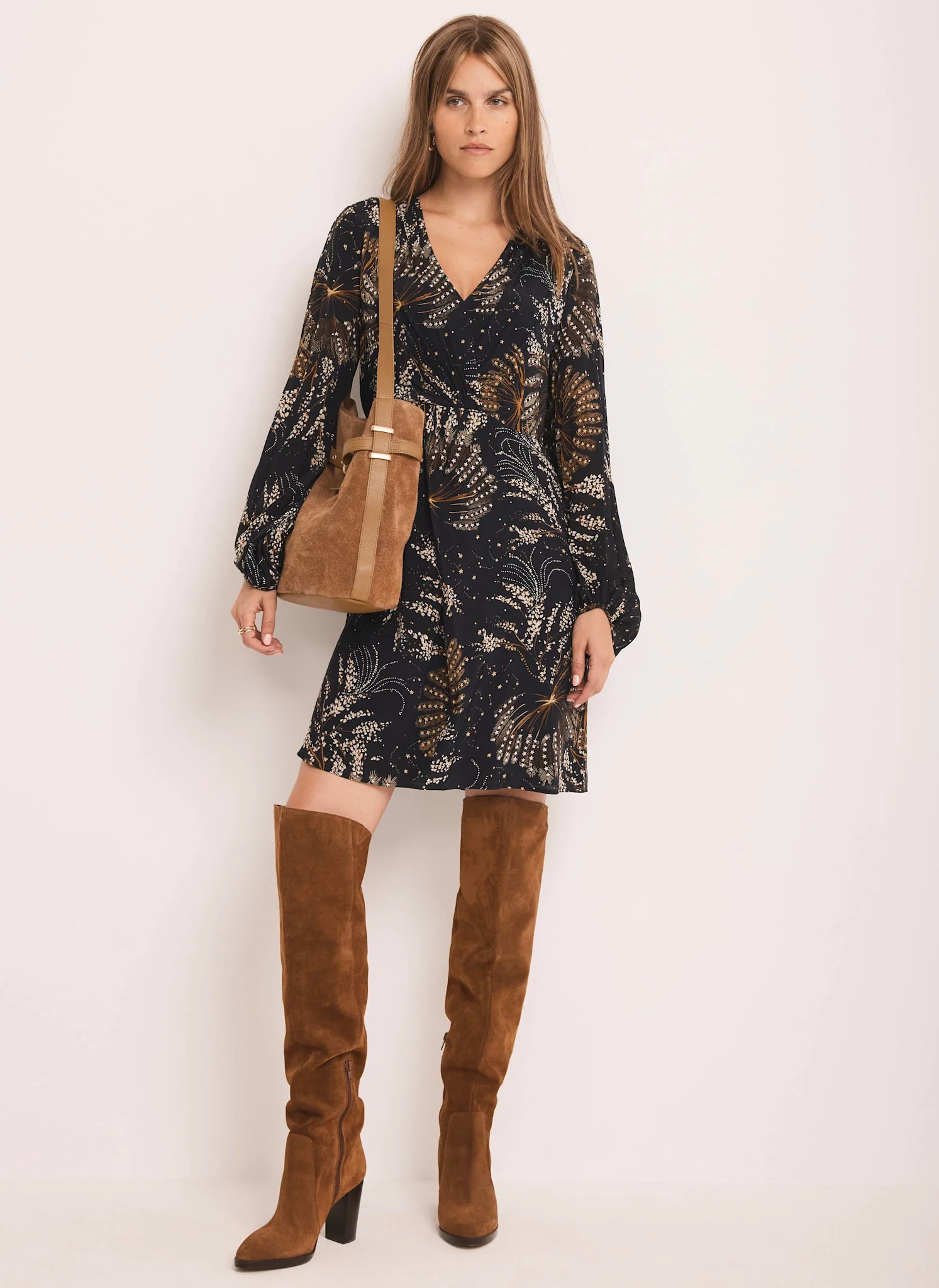 Navy Printed Mini Dress
