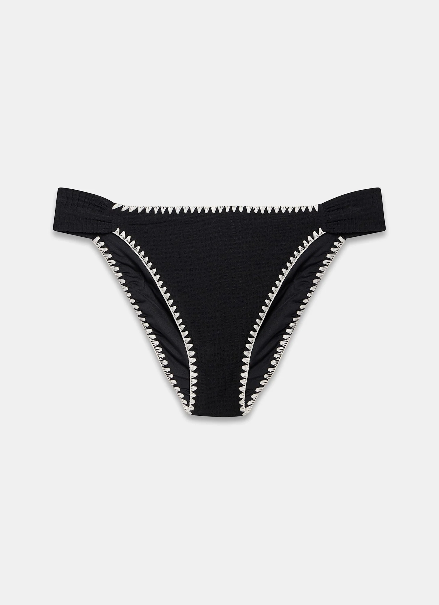 Black Whipstitch Waffle Bikini Bottoms - Image 7