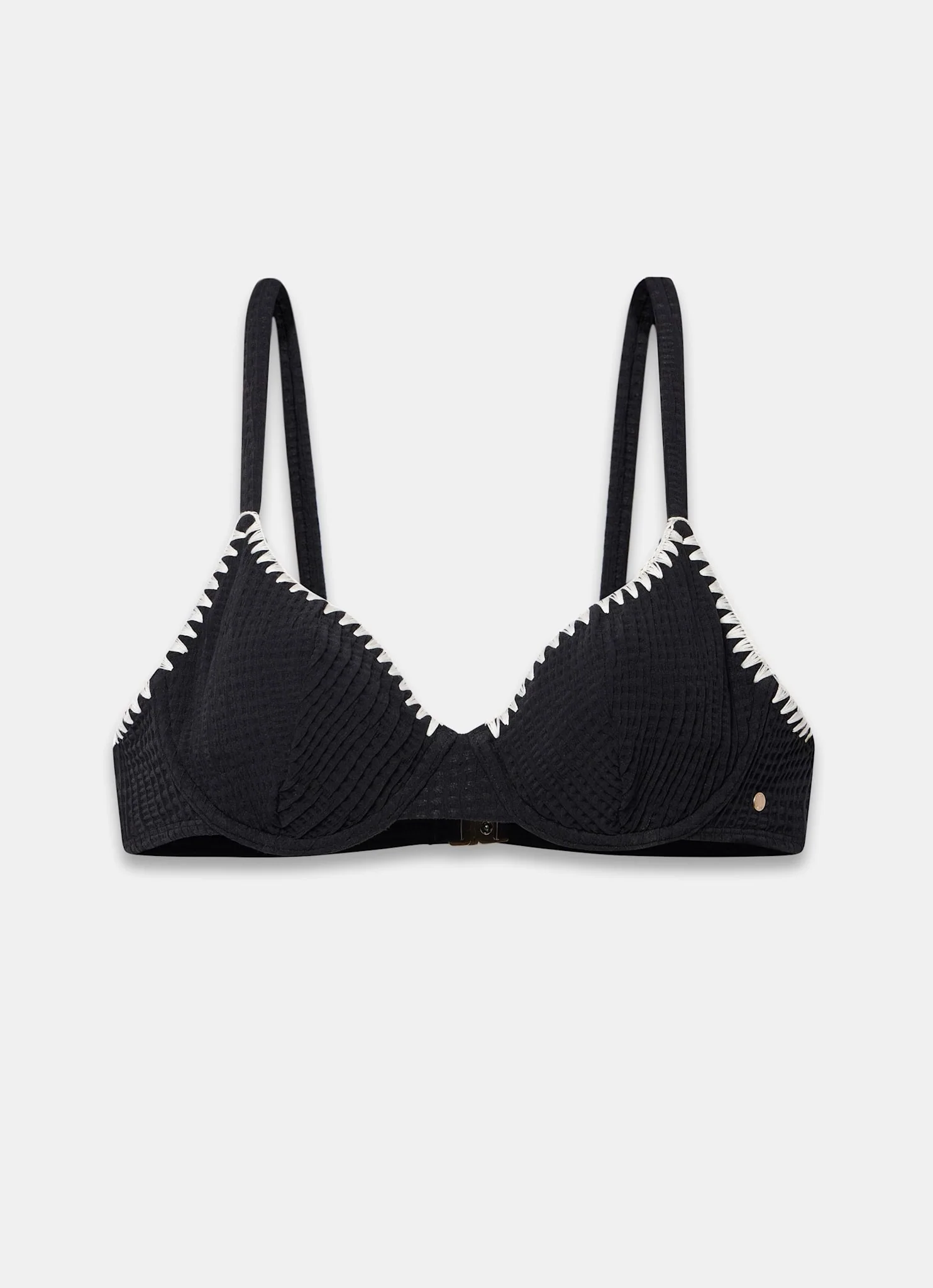 Black Whipstitch Waffle Bikini Top - Image 7