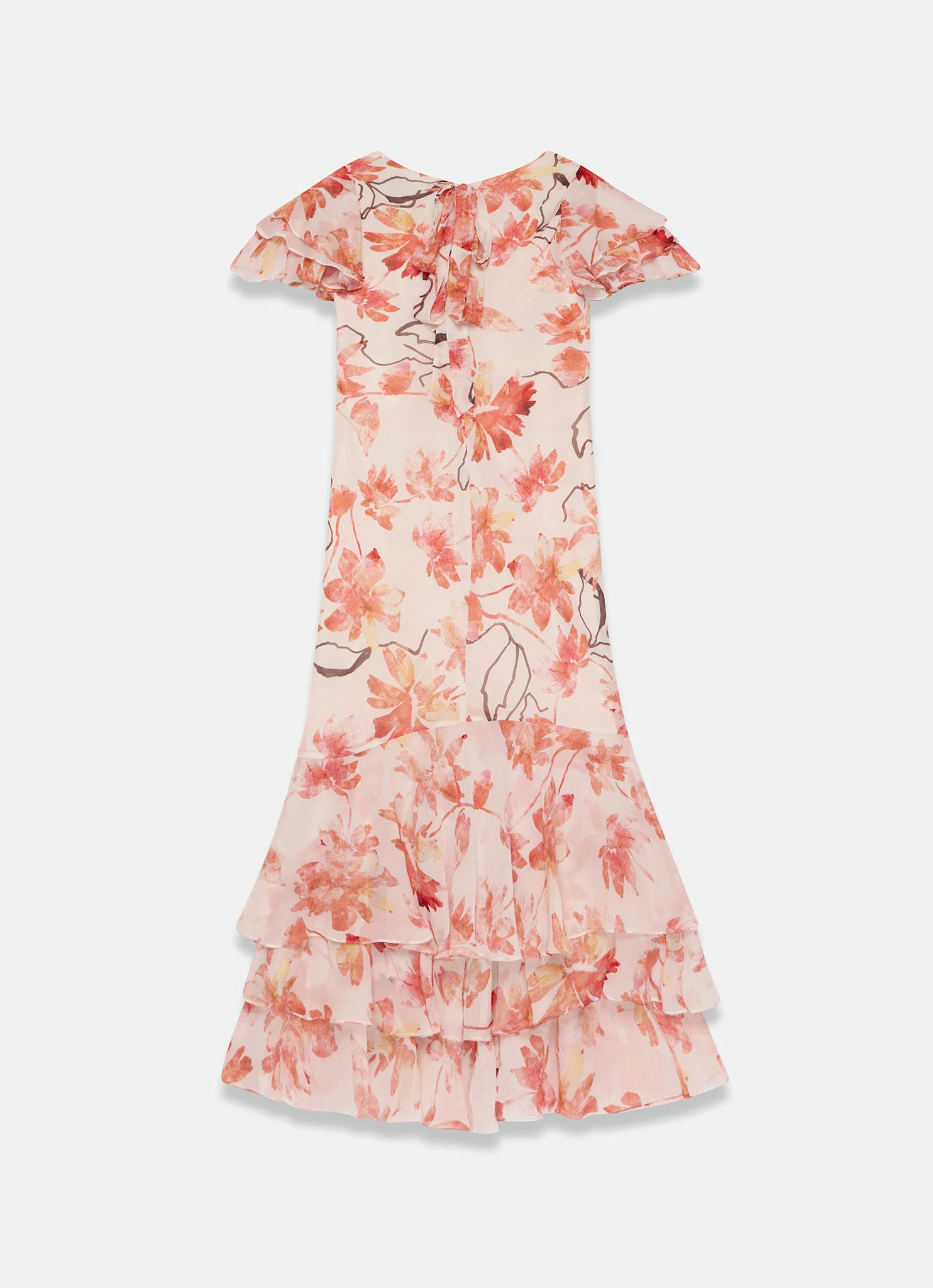 Neutral Floral Print Midi Dress - Image 8