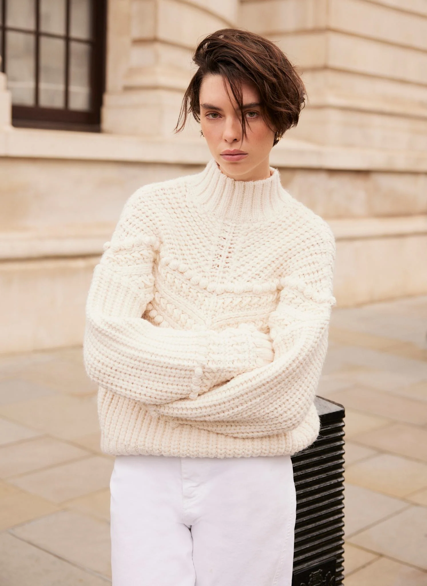 Cream Bobble Detail Knit Jumper - Image 2