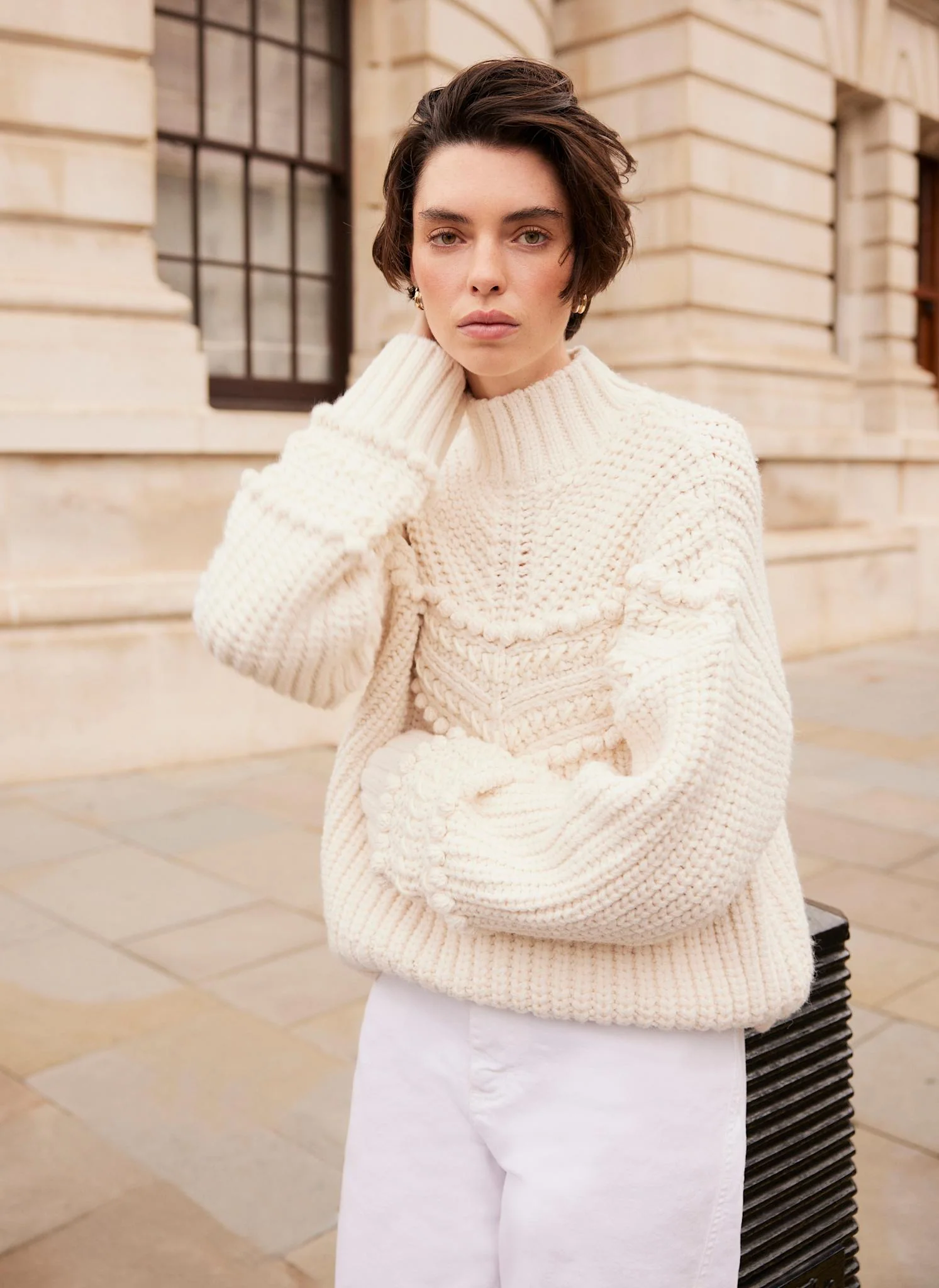 Cream Bobble Detail Knit Jumper - Image 5