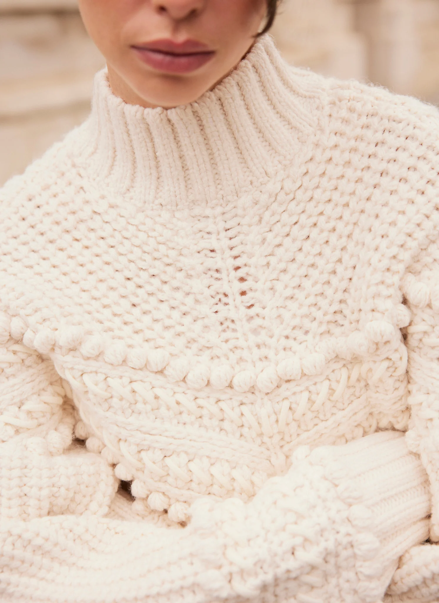 Cream Bobble Detail Knit Jumper - Image 6