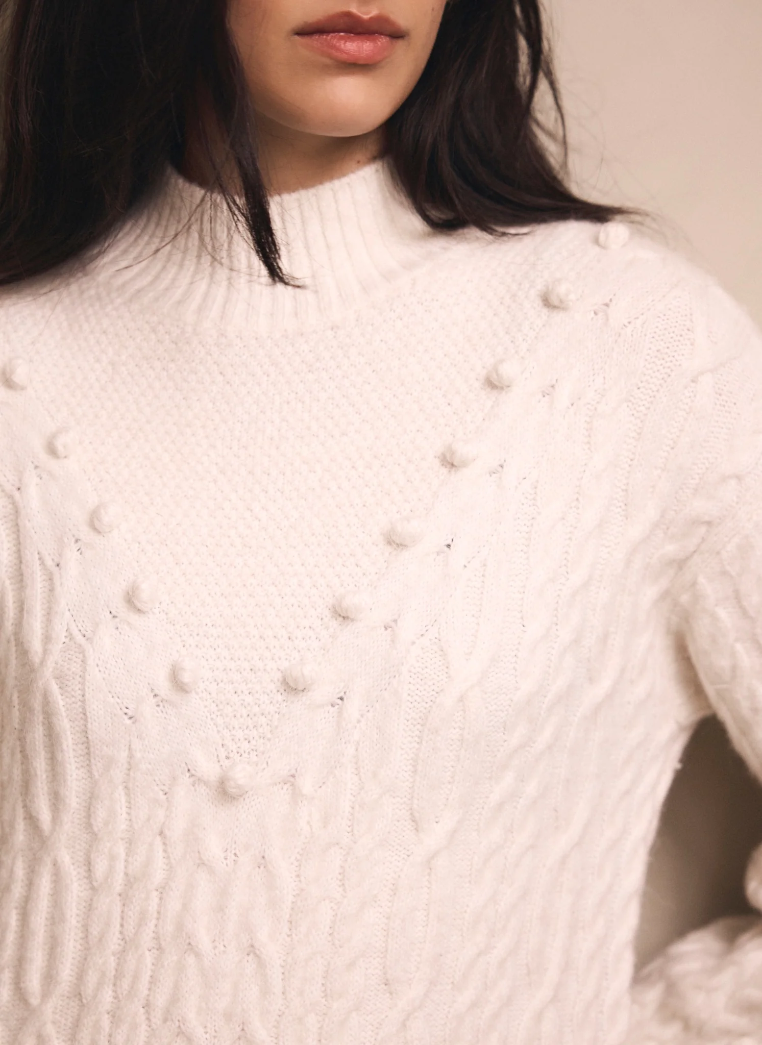 Cream Bobble Detail Knitted Midi Dress - Image 4
