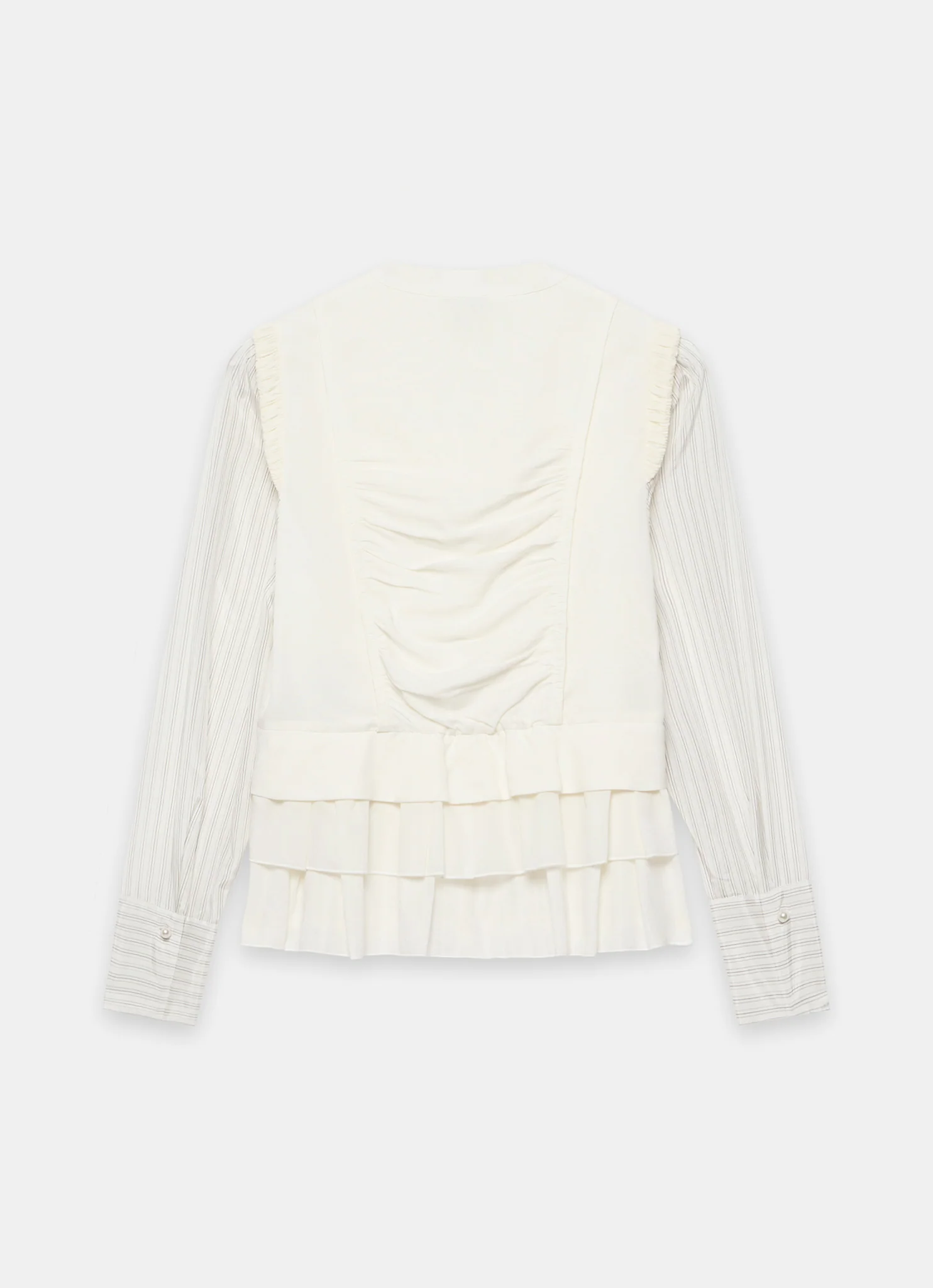 Cream Layered Ruched Detail Shirt - Image 8